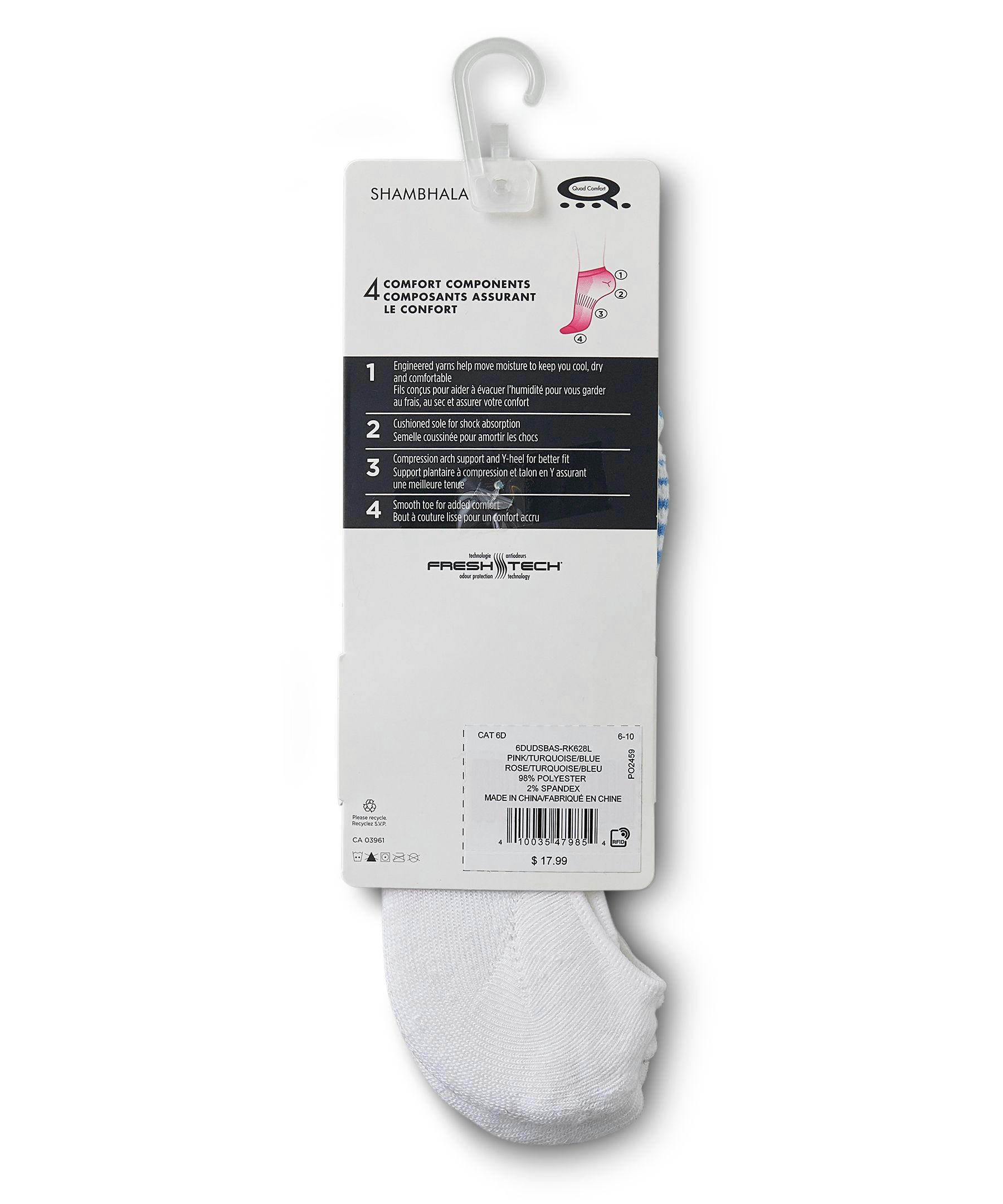 Shambhala Women's 3 Pack Freshtech No Show Sport Socks