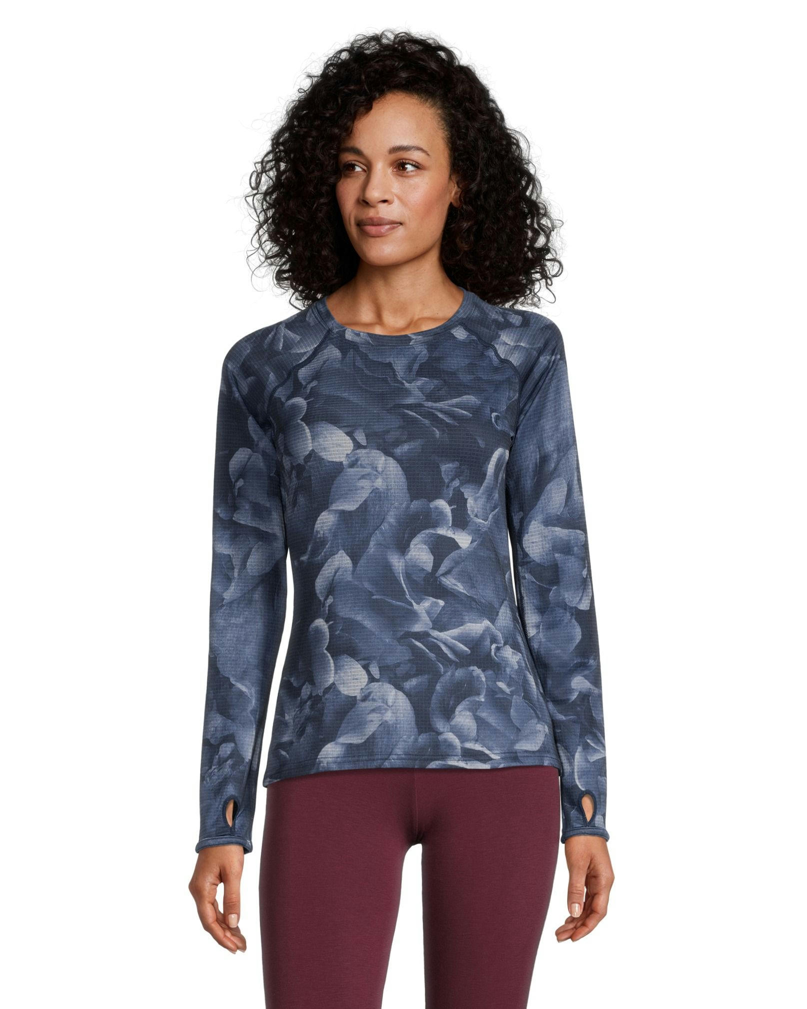 WindRiver Women's T-Max Heat Grid Crew Neck Long Sleeve Fleece Top - Black