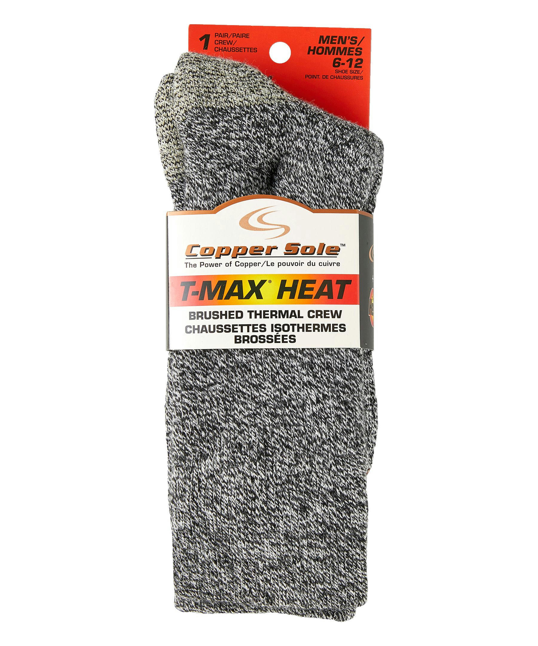 Copper Sole Men's T-MAX Heat Brushed Thermal Socks