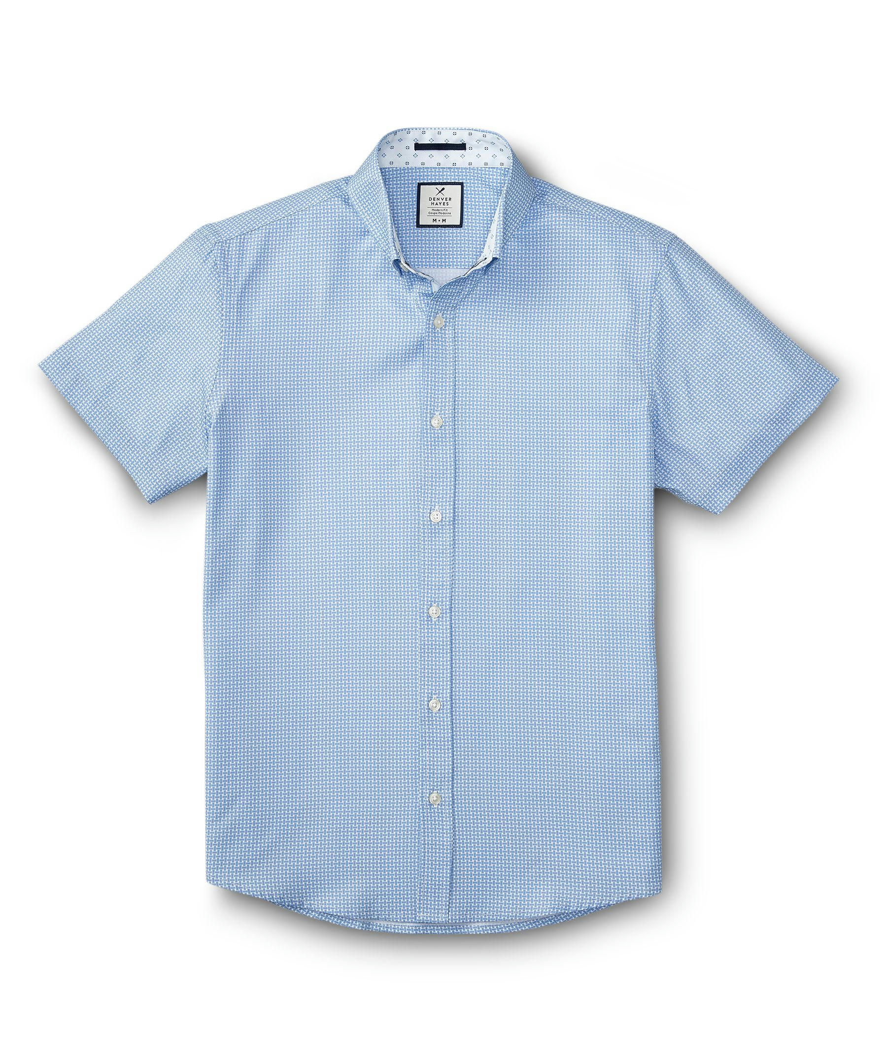 Denver Hayes Men's Hybrid 4-Way Stretch Short Sleeve Commuter Sport Shirt