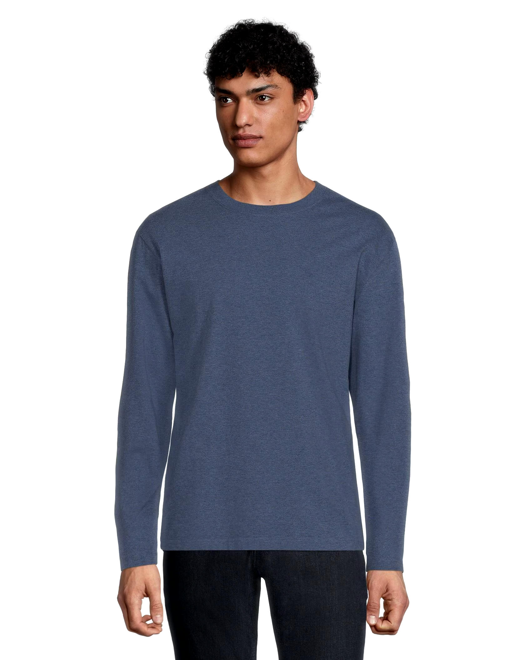 Denver Hayes Men's 50 Wash Long Sleeve Classic Fit Crew Neck T-Shirt