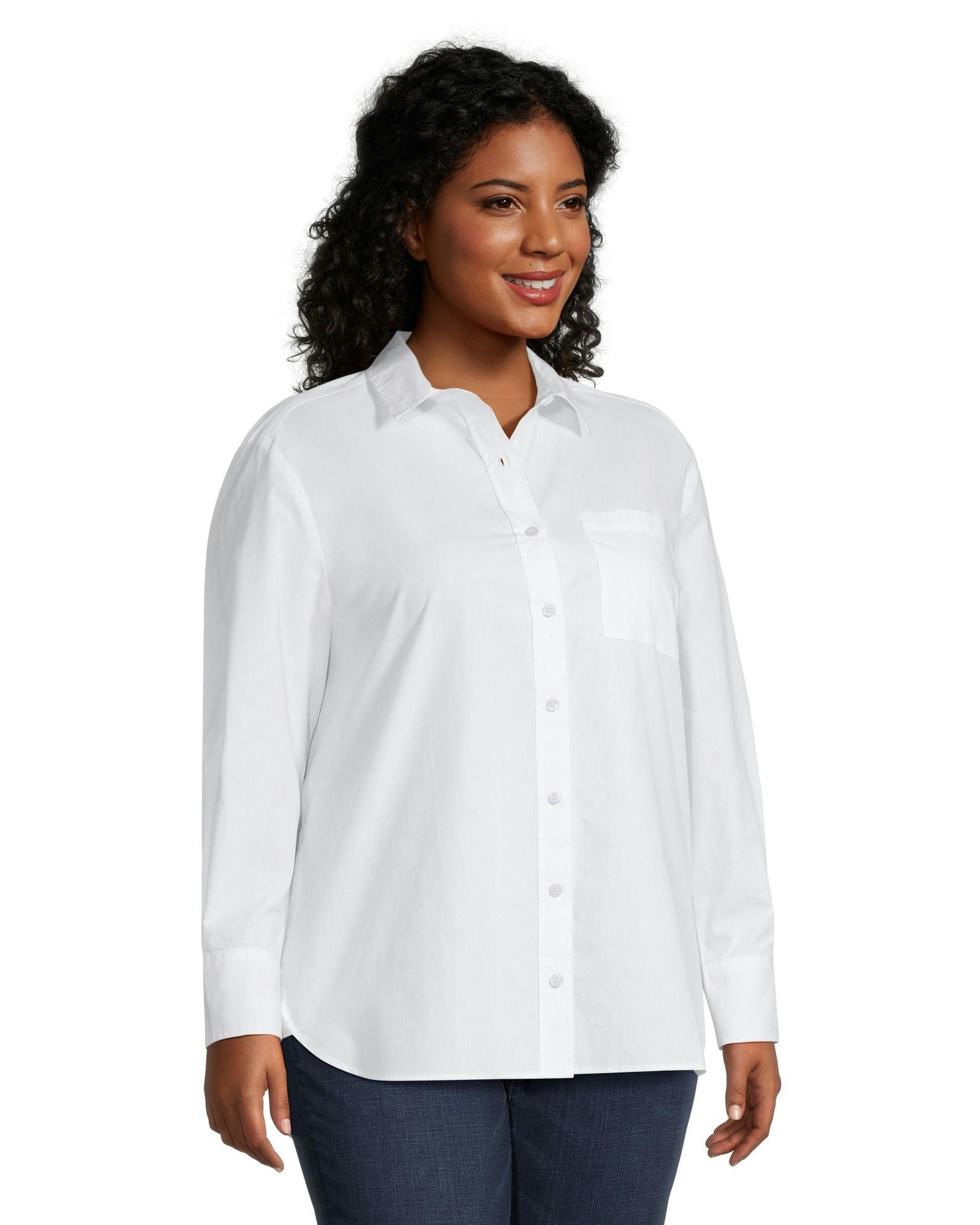 Denver Hayes Women's Semi Fitted Long Sleeve Button Up Shirt