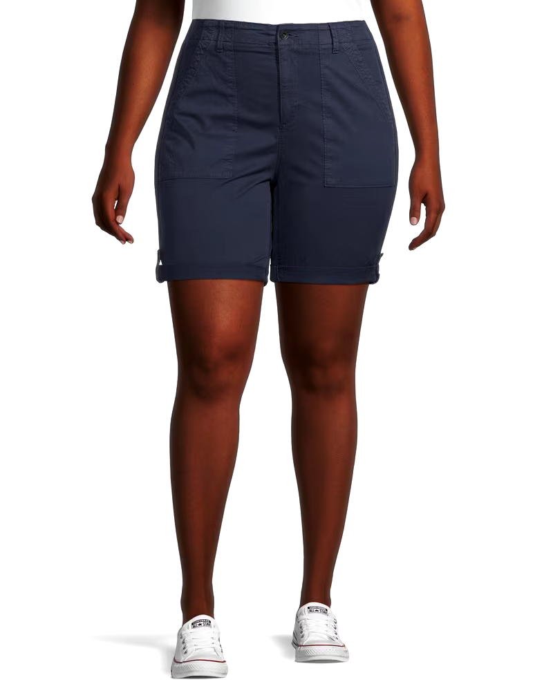 Denver Hayes Women's Garment Wash High Rise Bermuda Shorts