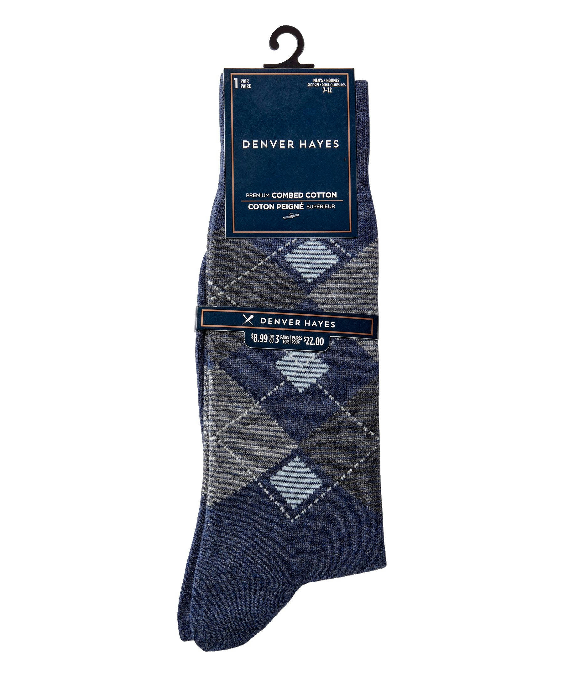 Denver Hayes Men's Novelty Pattern Casual Crew Socks