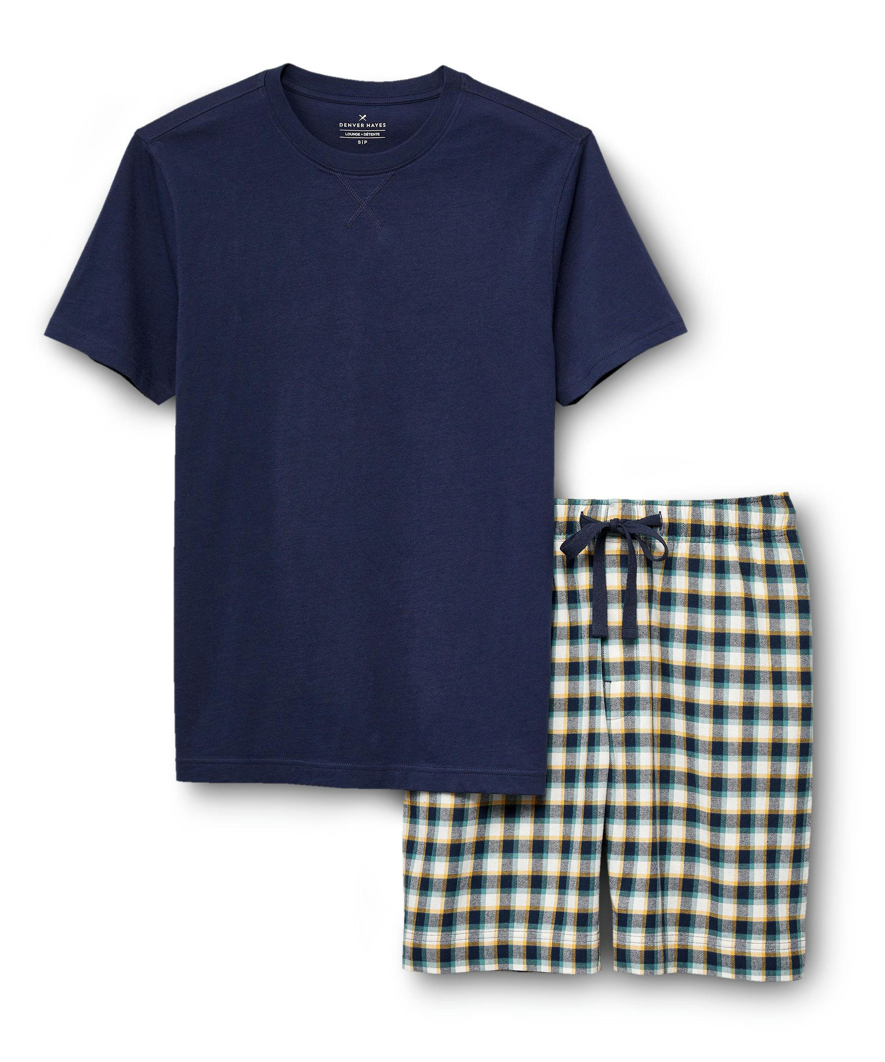 Denver Hayes Men's 2 Piece T Shirt and Shorts Pajama Set