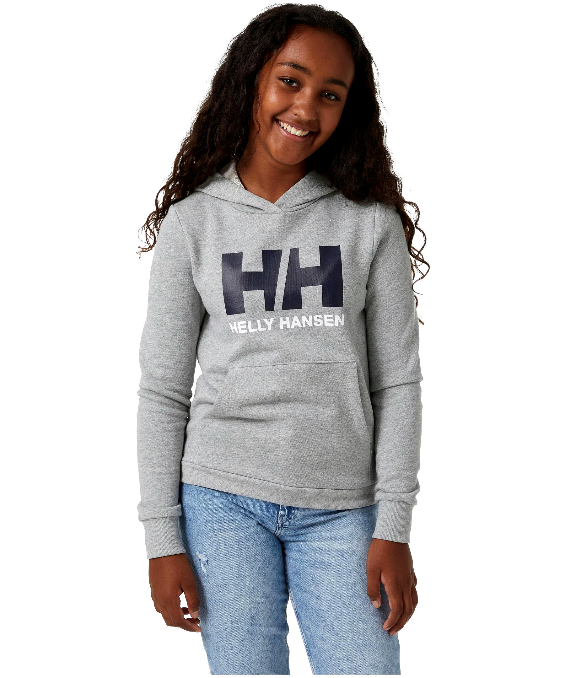 Helly Hansen Kids' Unisex 8-16 Years Classic Logo Crossover Neck Hoodie Sweatshirt with Kangaroo Pocket