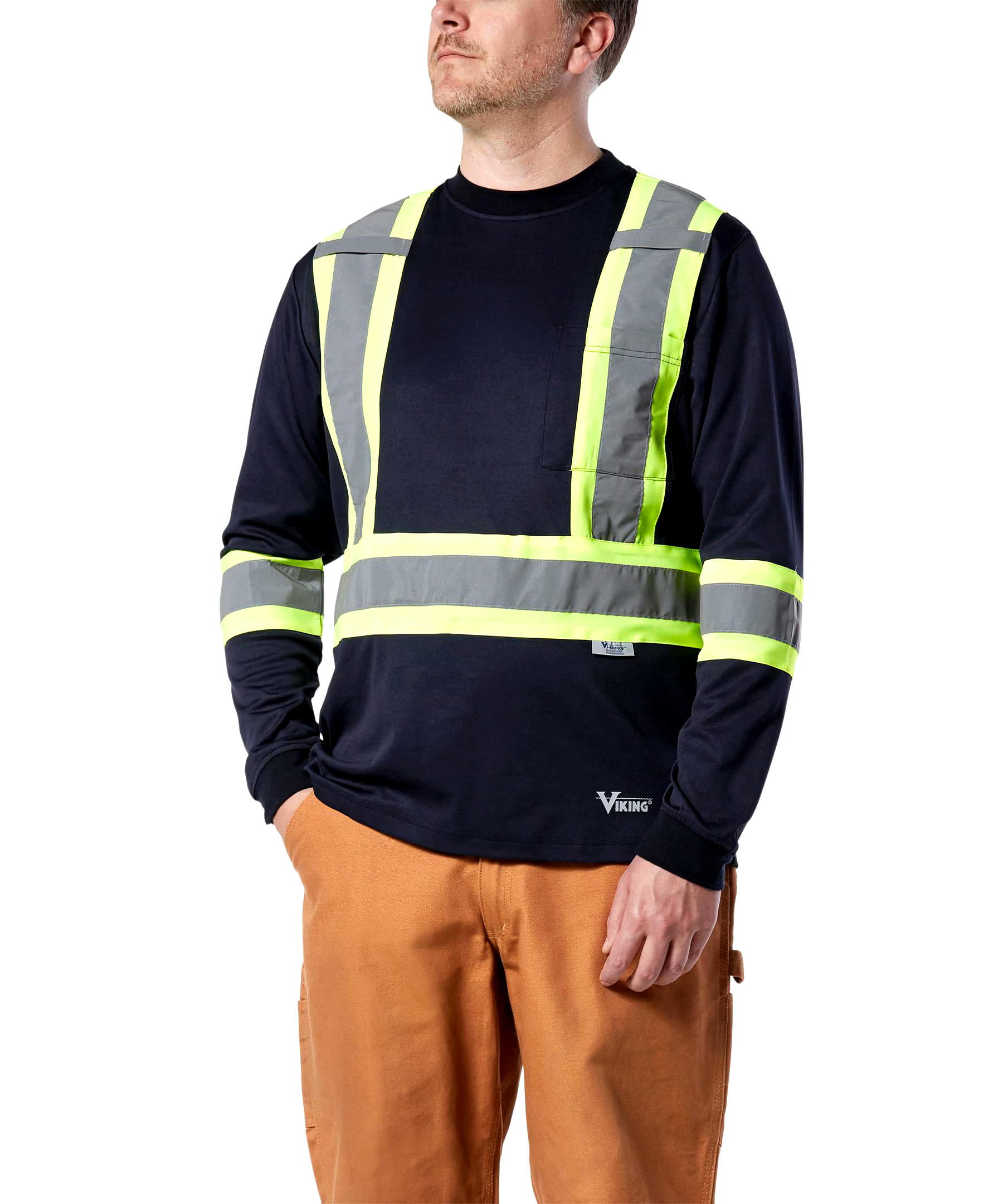 Viking Men's Safety Hi-Vis Cotton Lined Long-Sleeve Shirt
