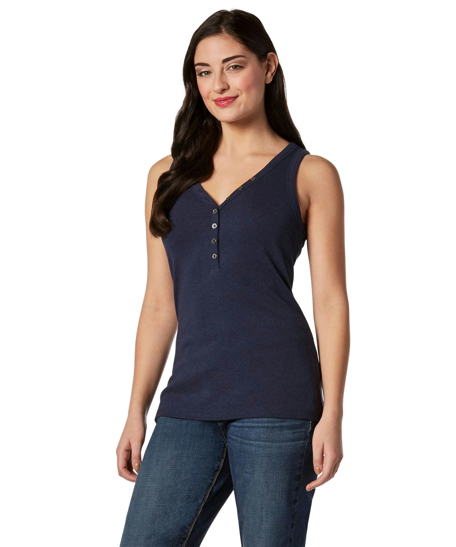 Denver Hayes Women's Fitted Henley Tank Top