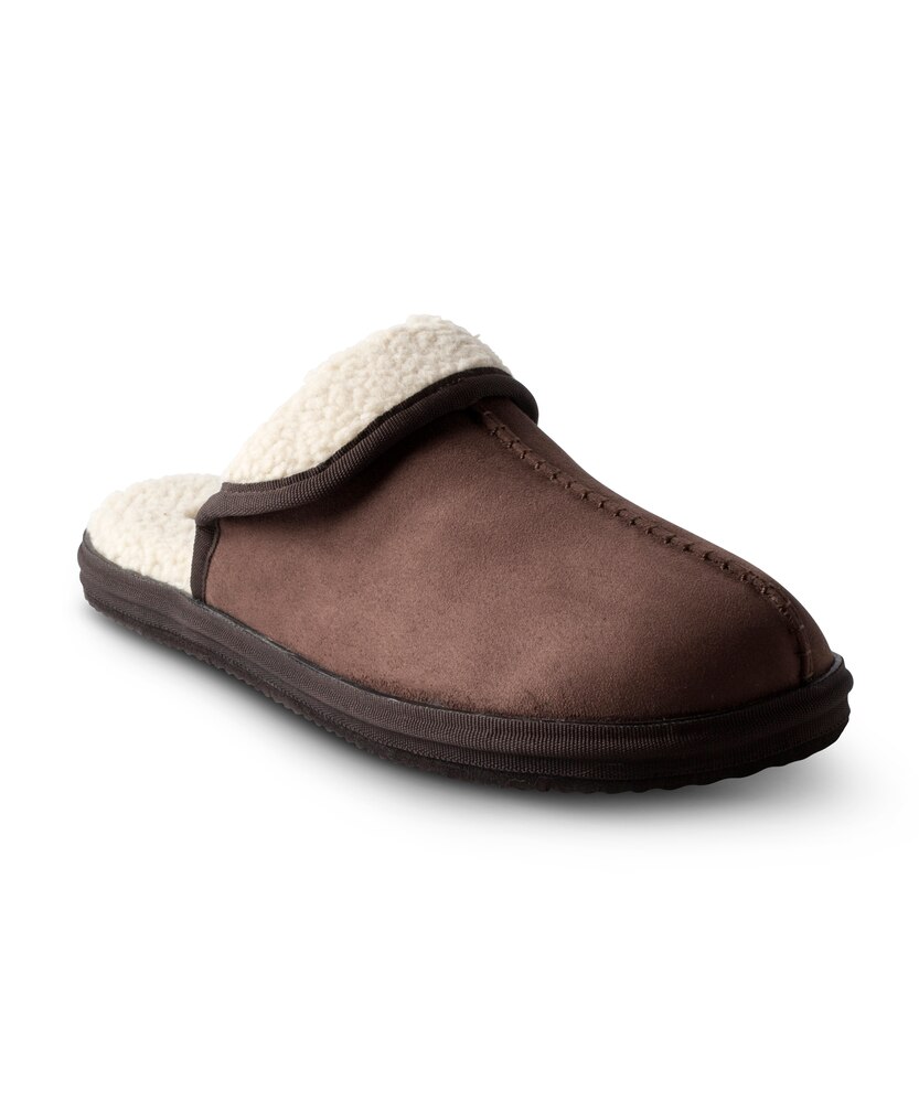 WindRiver Men's Faux Suede Mule With Sherpa Lining Slippers - Tan/Brown