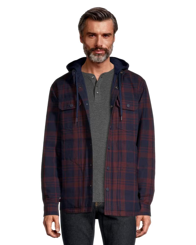 WindRiver Men's Lined T-Max Insulated Flannel Hooded Cotton Shacket