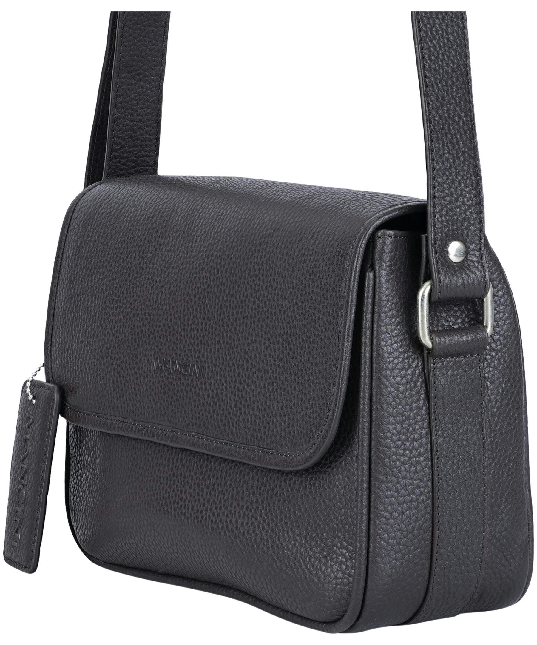 Mancini Leather Goods Women's Pebelled Kemberly Flap Closure Handbag