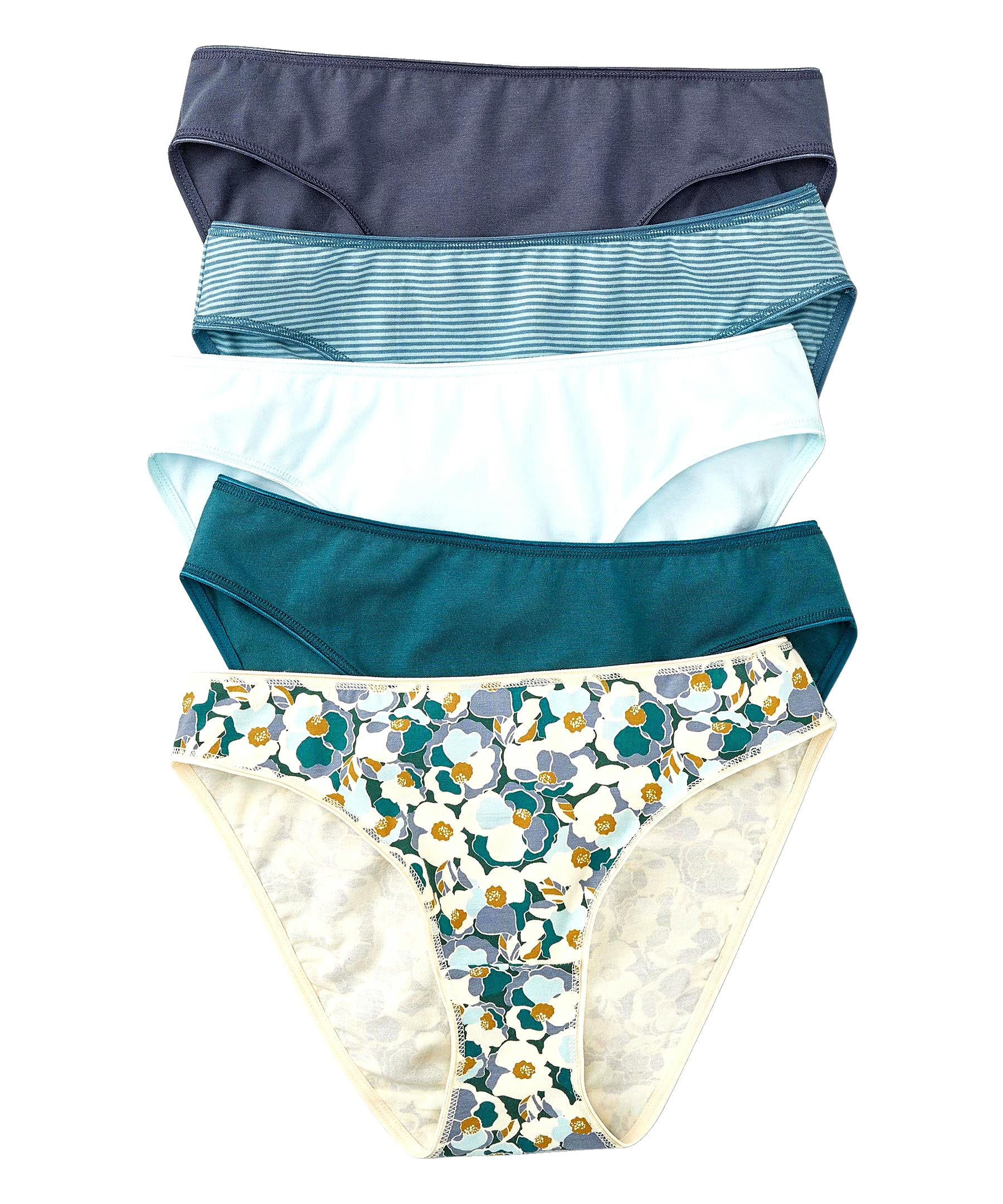 Denver Hayes Women's 5 Pack Cotton Stretch Bikini Panty