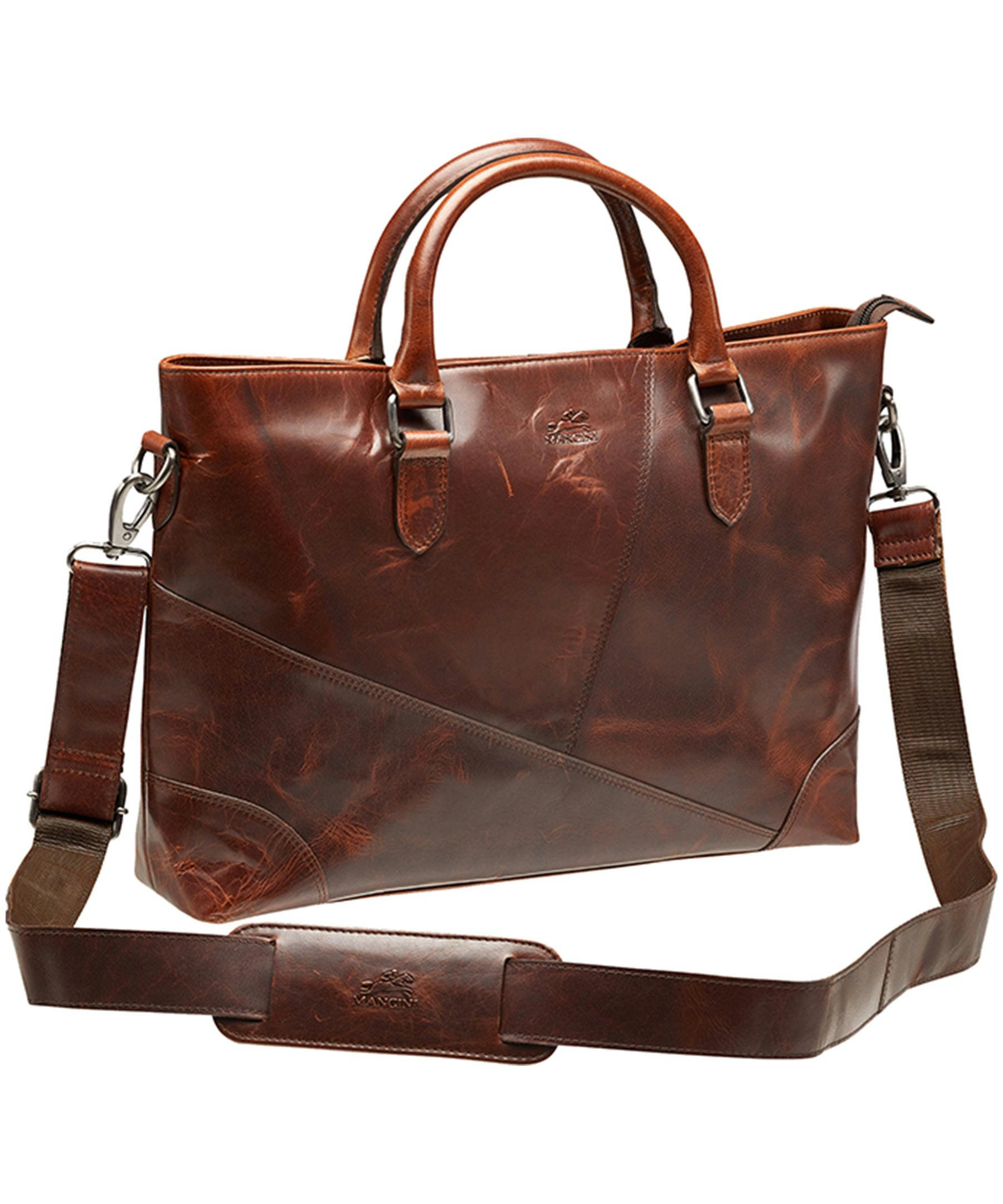 Mancini Leather Goods Unisex Buffalo Laptop Tote Bag Black