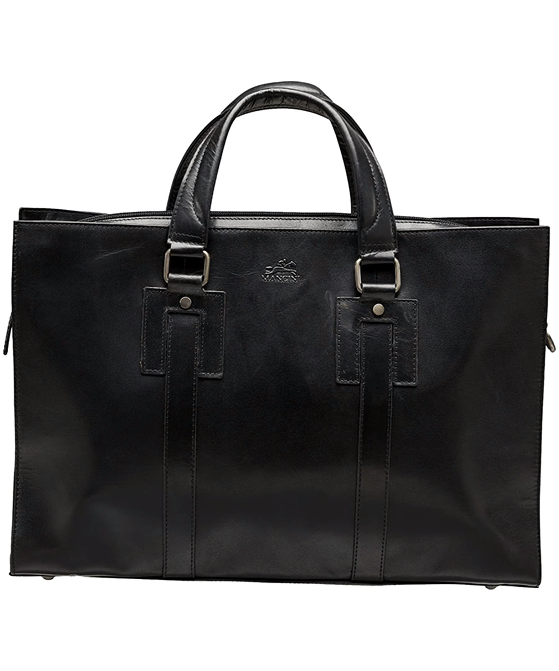 Mancini Leather Goods Unisex Buffalo Laptop Tote Bag Brown