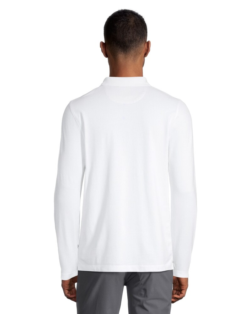 Denver Hayes Men's 50 Wash Long Sleeve Modern Fit Stretch Pique Polo Shirt