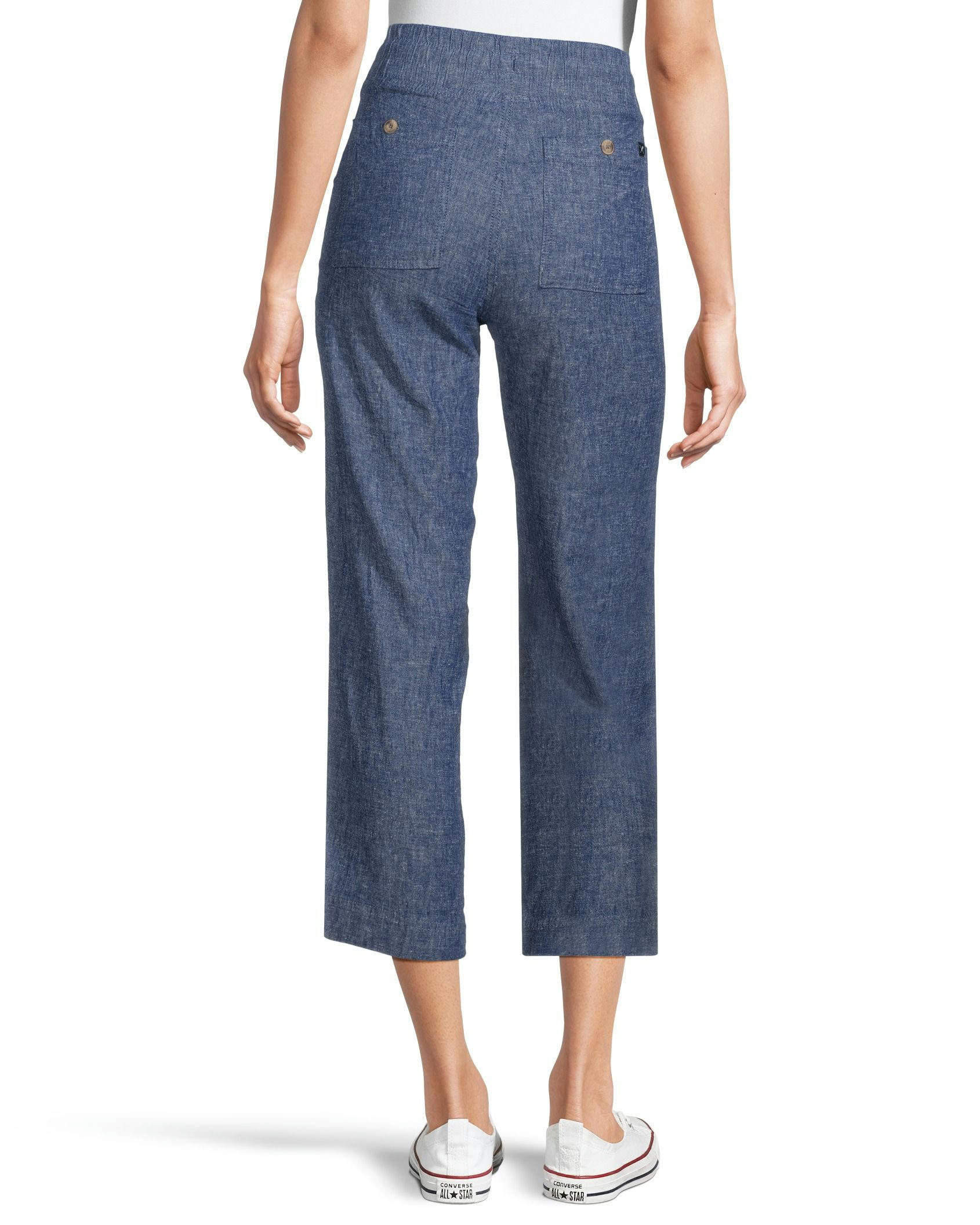Denver Hayes Women's Linen Blend Straight Leg Crop Pants