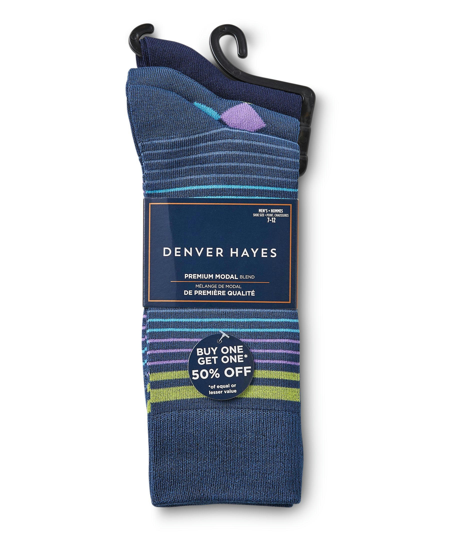 Denver Hayes Men's 3 Pack Bogo Casual Crew Socks