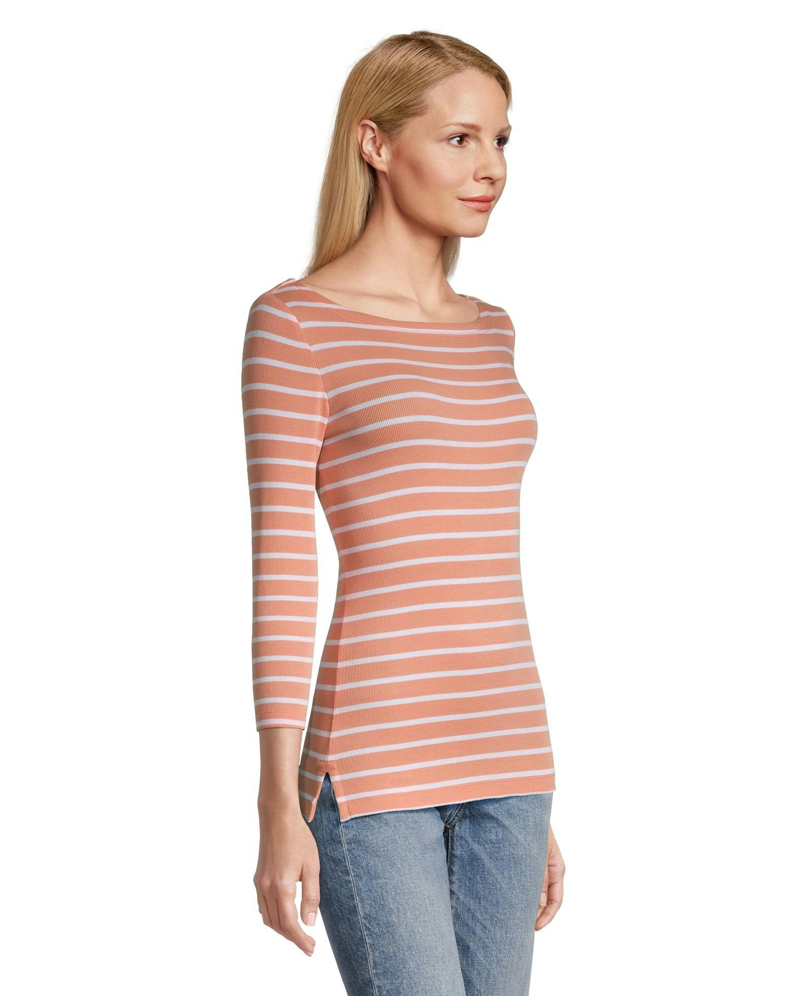 Denver Hayes Women's Fitted Three Quarter Sleeve Boatneck Shirt