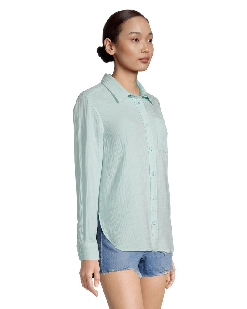Women's Double Gauze Long Sleeve Button Down Shirt