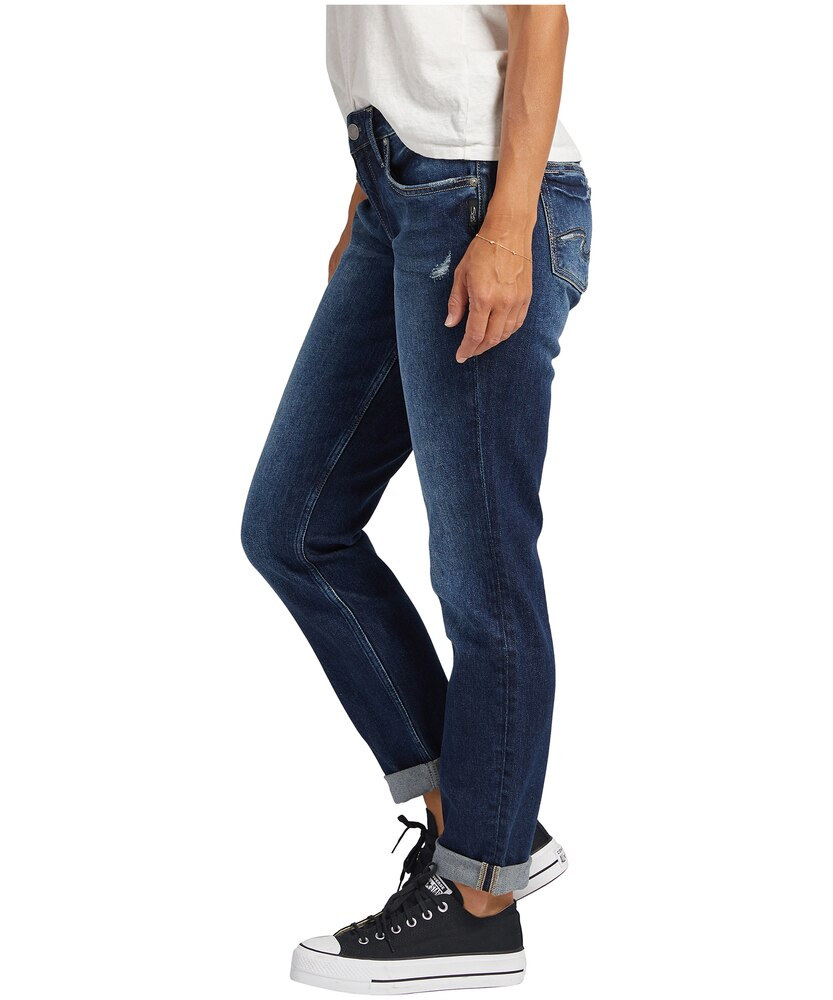 Silver Women's Boyfriend Curvy Fit Mid Rise Jeans