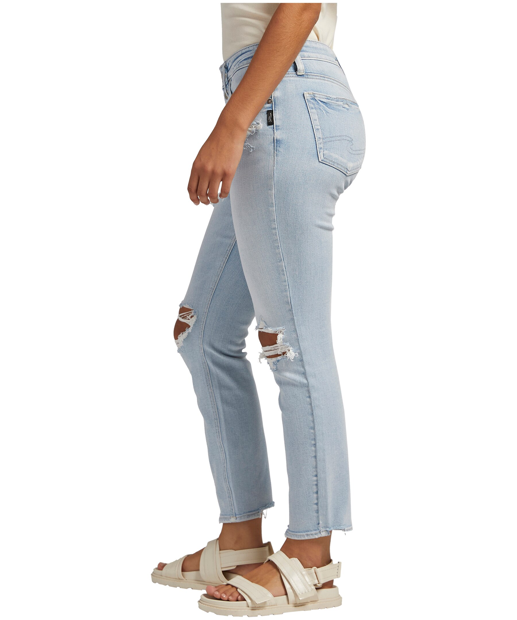 Silver Women's Boyfriend Curvy Fit Mid Rise Jeans