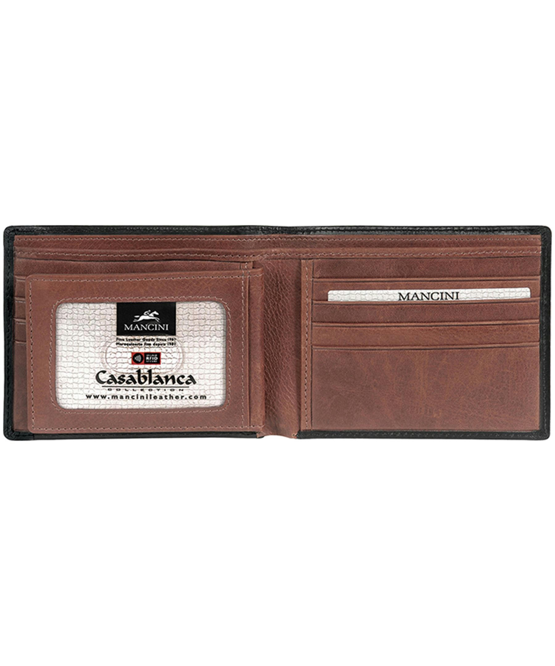 Mancini Leather Goods Men's Casablanca RFID Secure Billfold Wallet Black