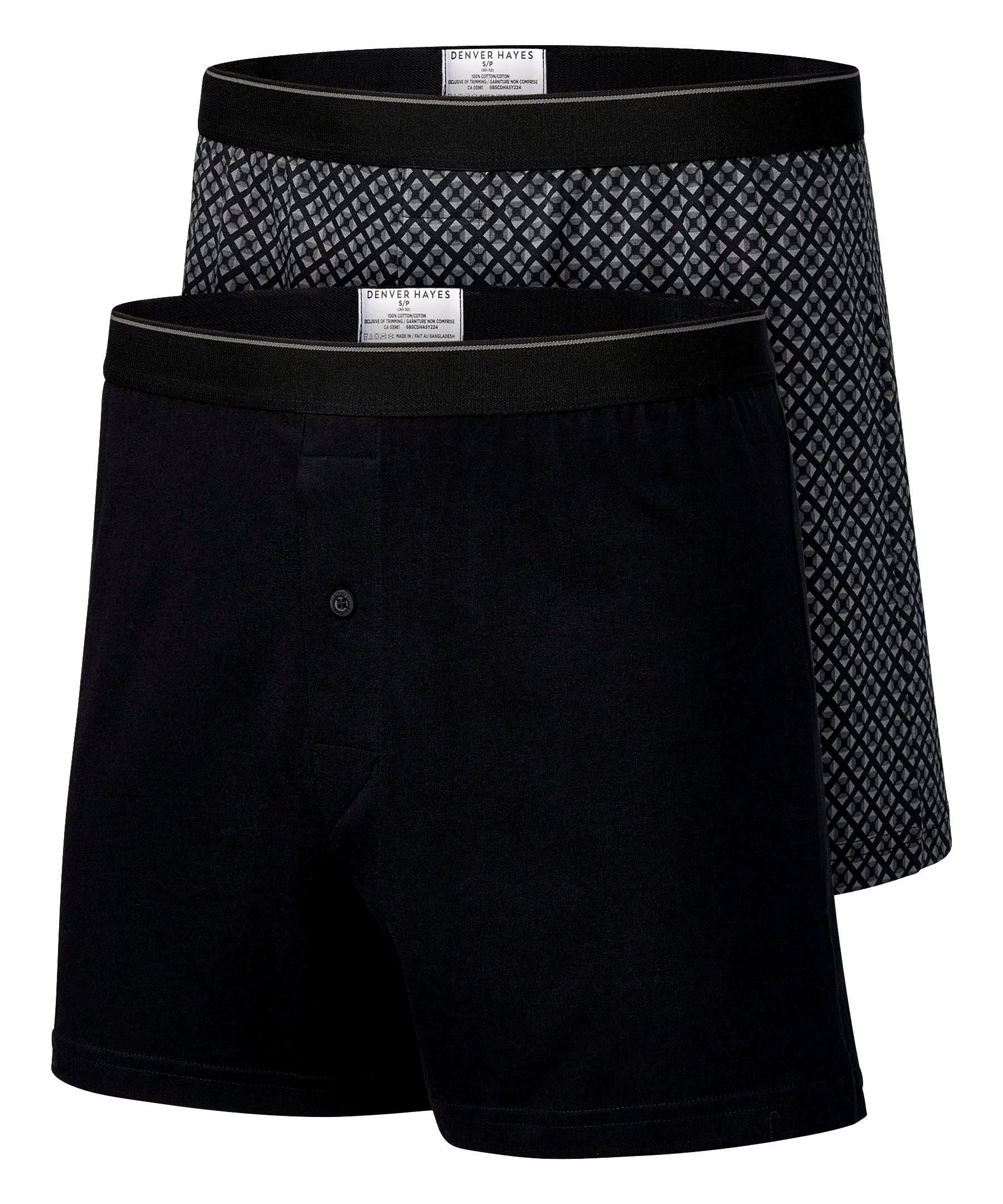 Denver Hayes Men's 2 Pack Yarn Dye Loose Fit Boxer Briefs