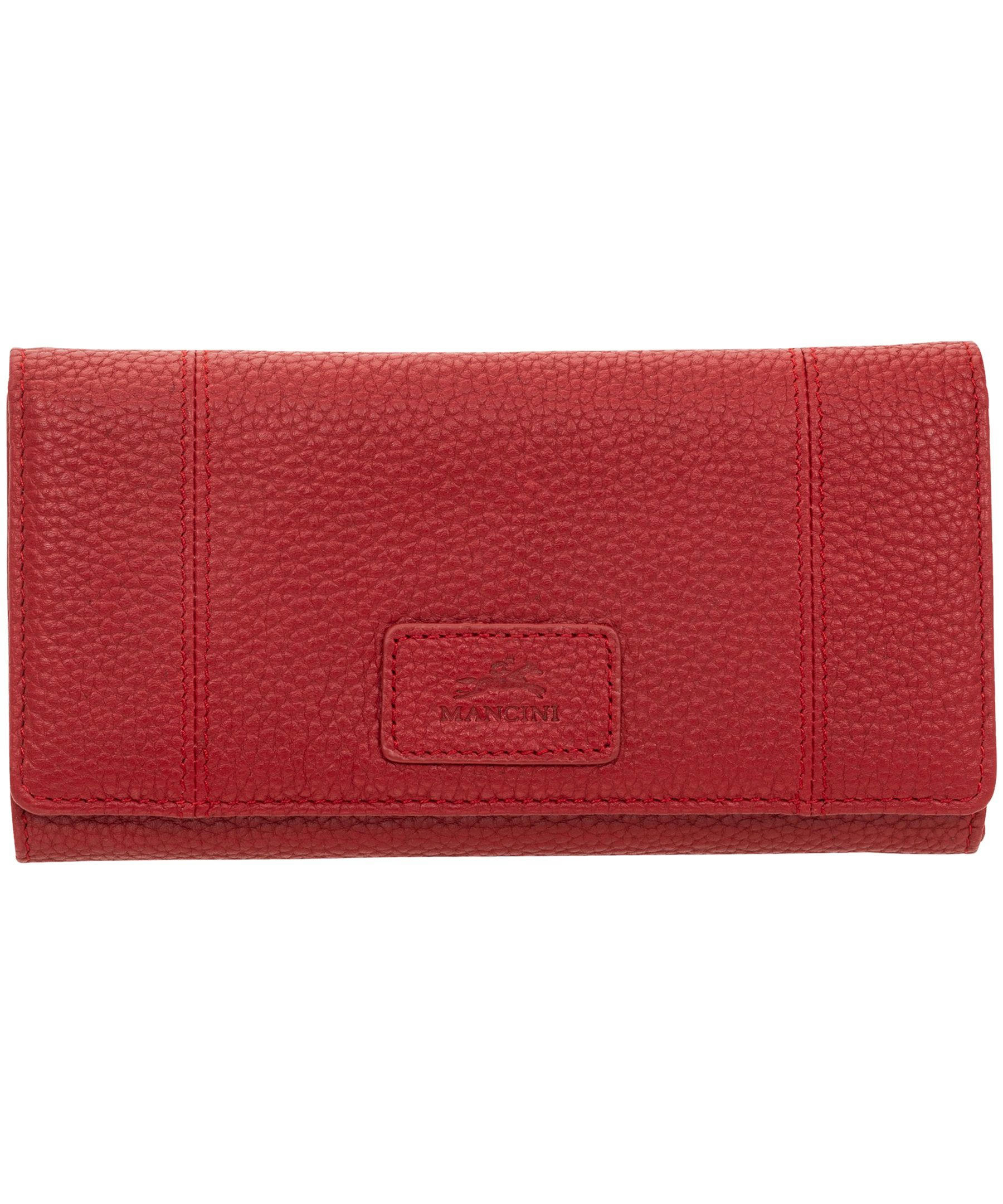 Mancini Leather Goods Women's Pebelled RFID Secure Trifold Wing Wallet