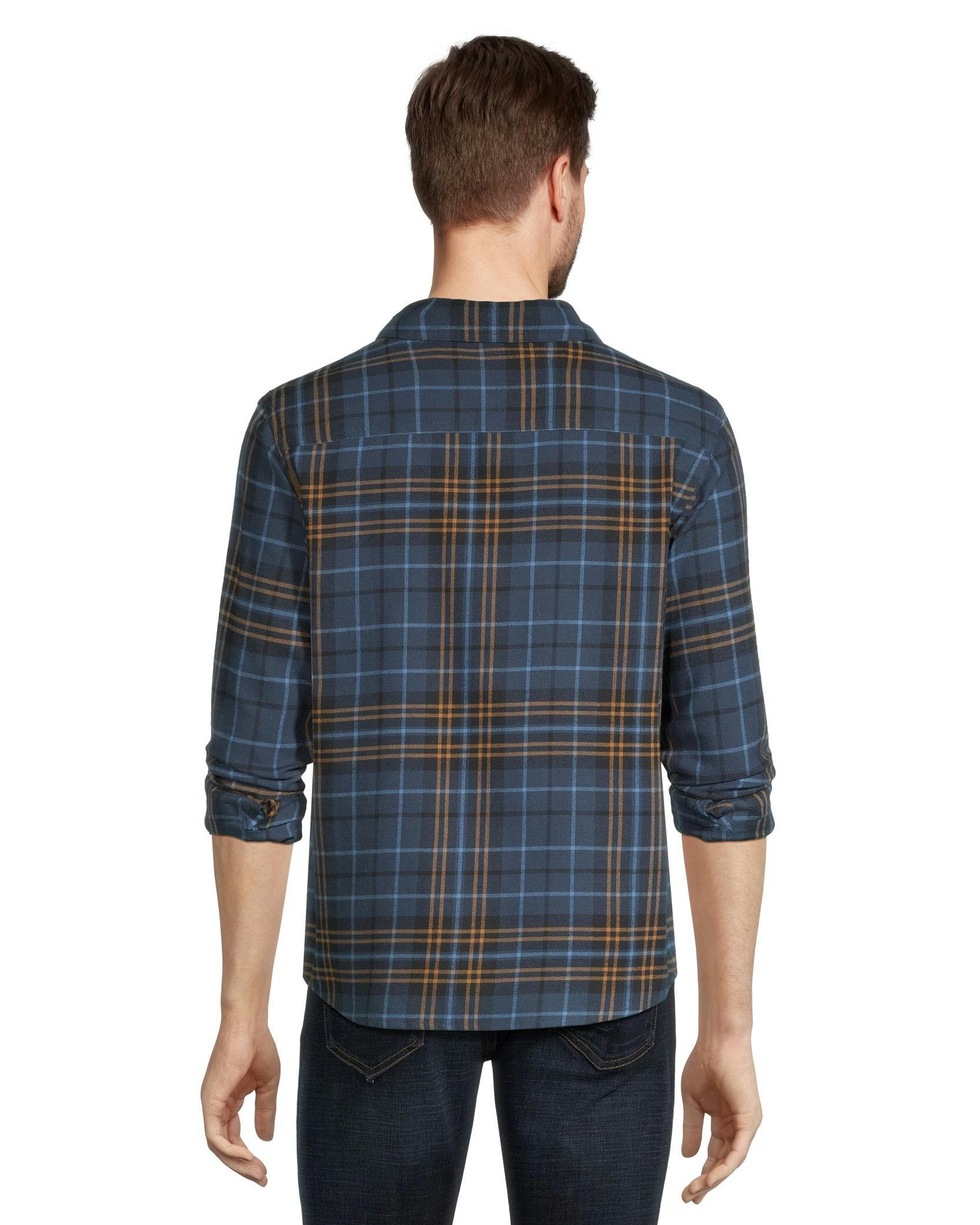 Boston Traders Men's Double Brushed Long Sleeve Snap Flannel Shirt