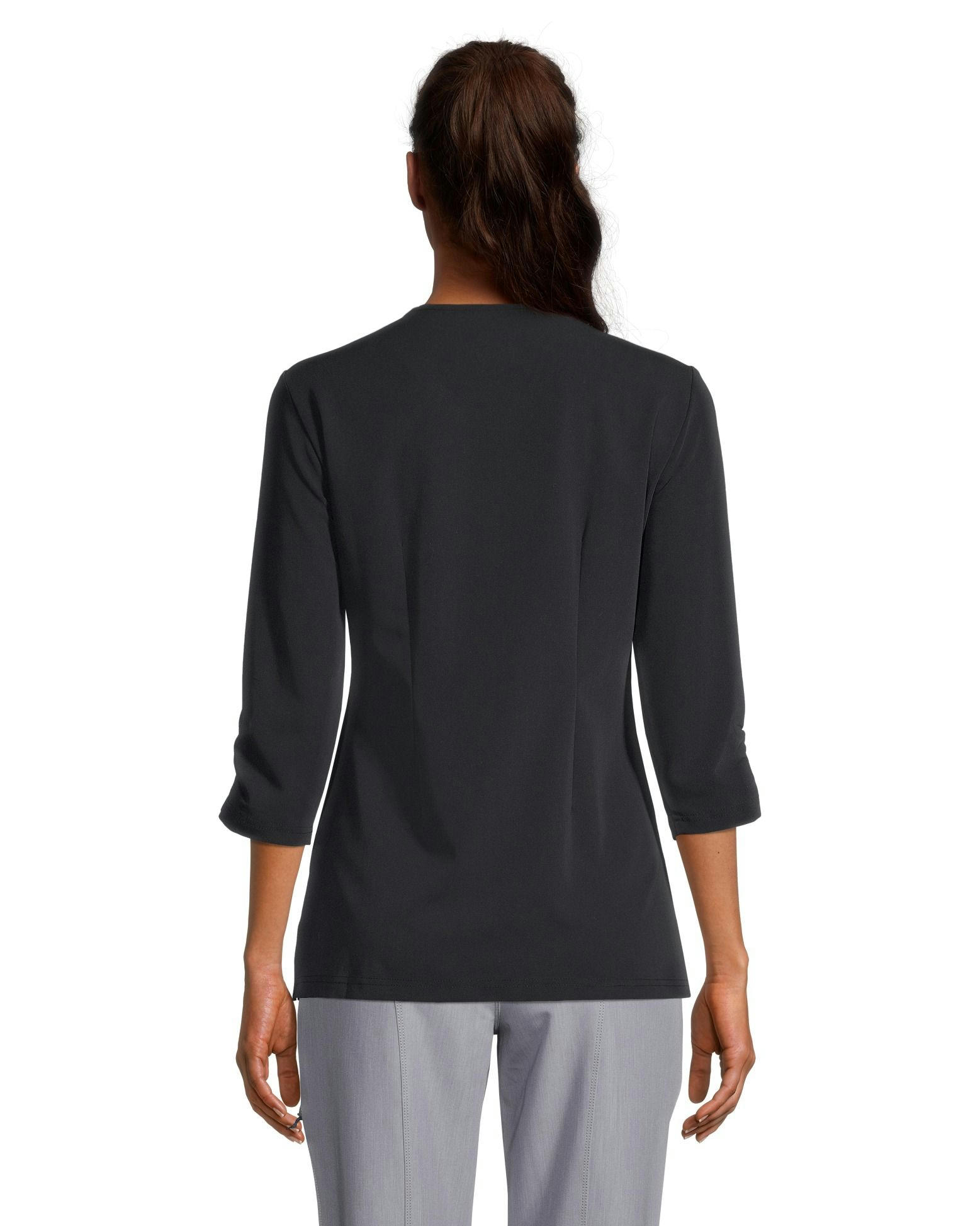 HEALTH PRO Women's 3/4 Sleeve Patch Pocket Scrub Top