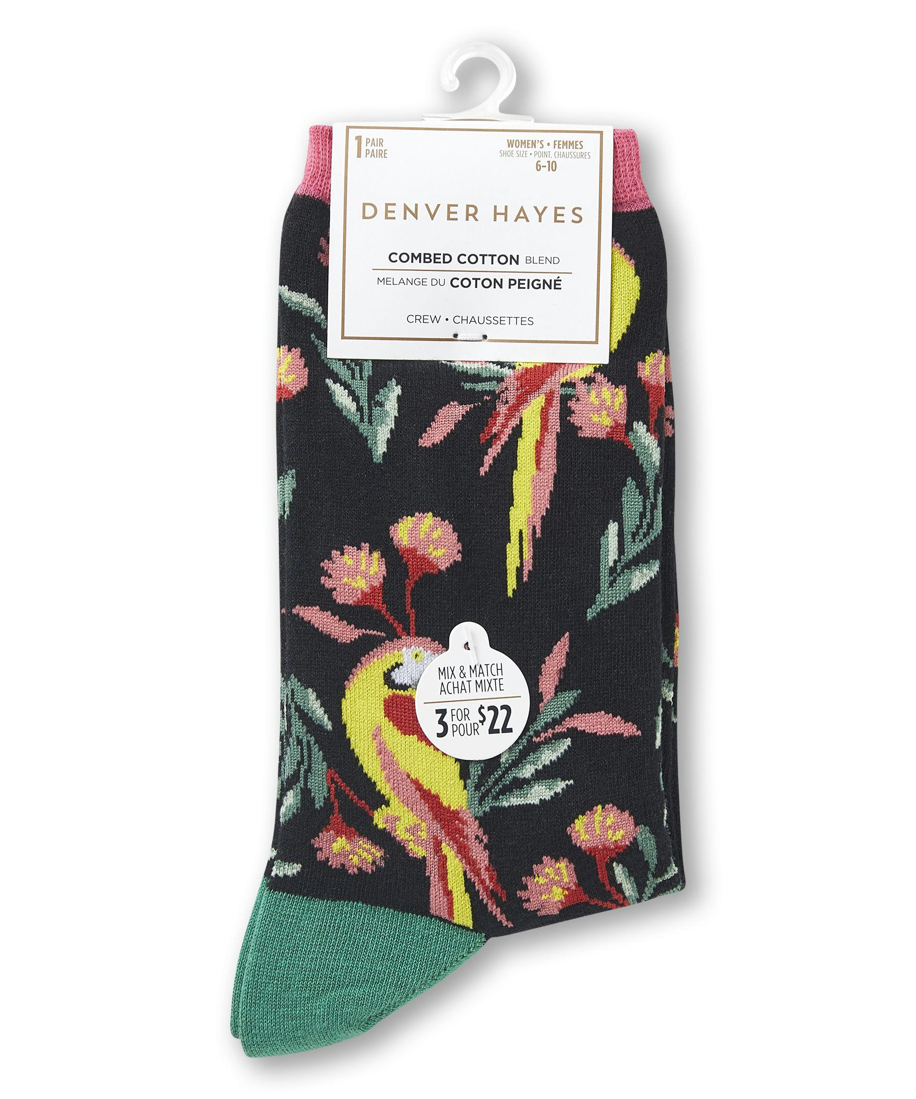 Denver Hayes Women's Patterned Crew Socks