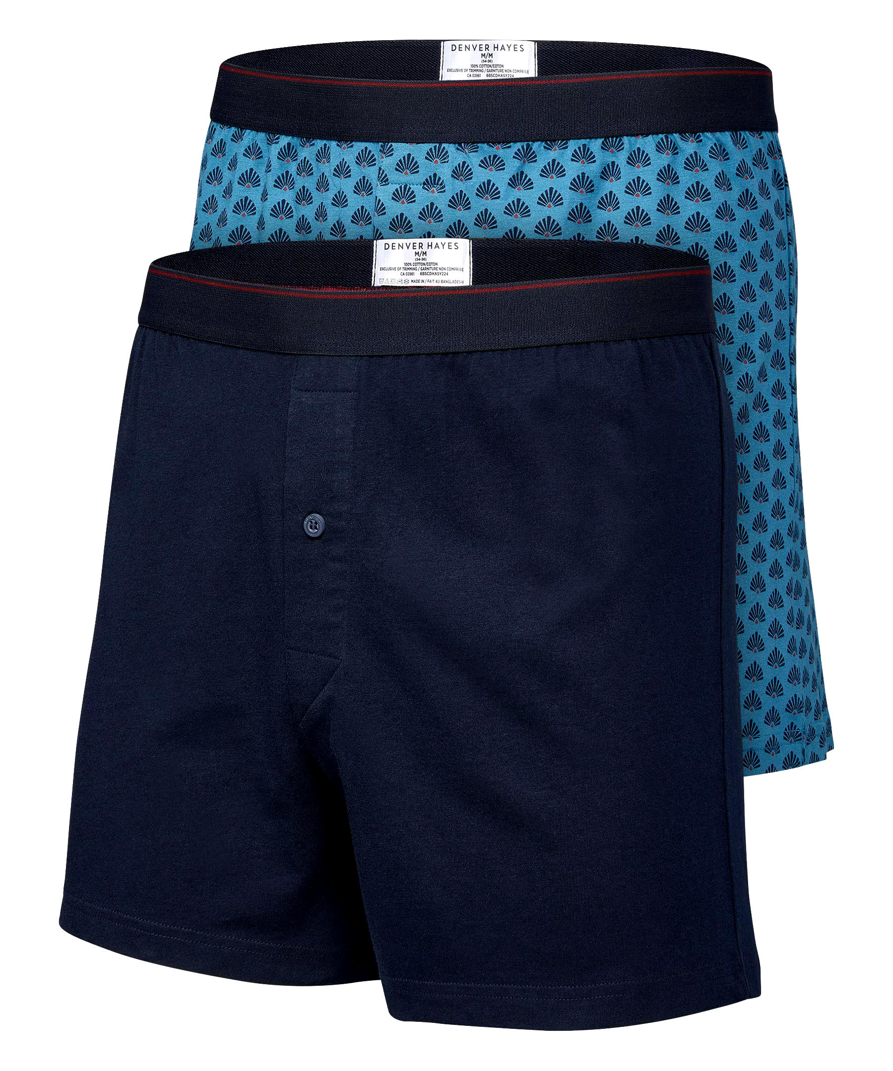 Denver Hayes Men's 2 Pack Yarn Dye Loose Fit Boxer Briefs