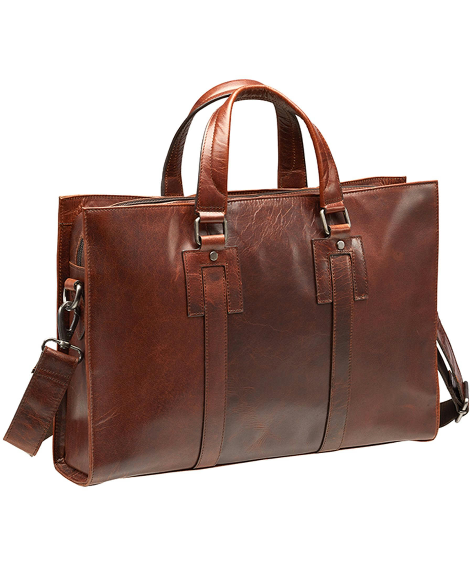 Mancini Leather Goods Unisex Buffalo Laptop Tote Bag Brown