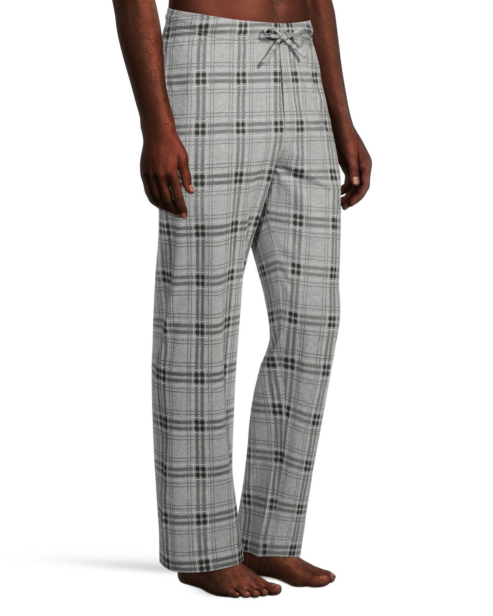 Denver Hayes Men's Plaid Jersey Elastic Drawstring Lounge Pants