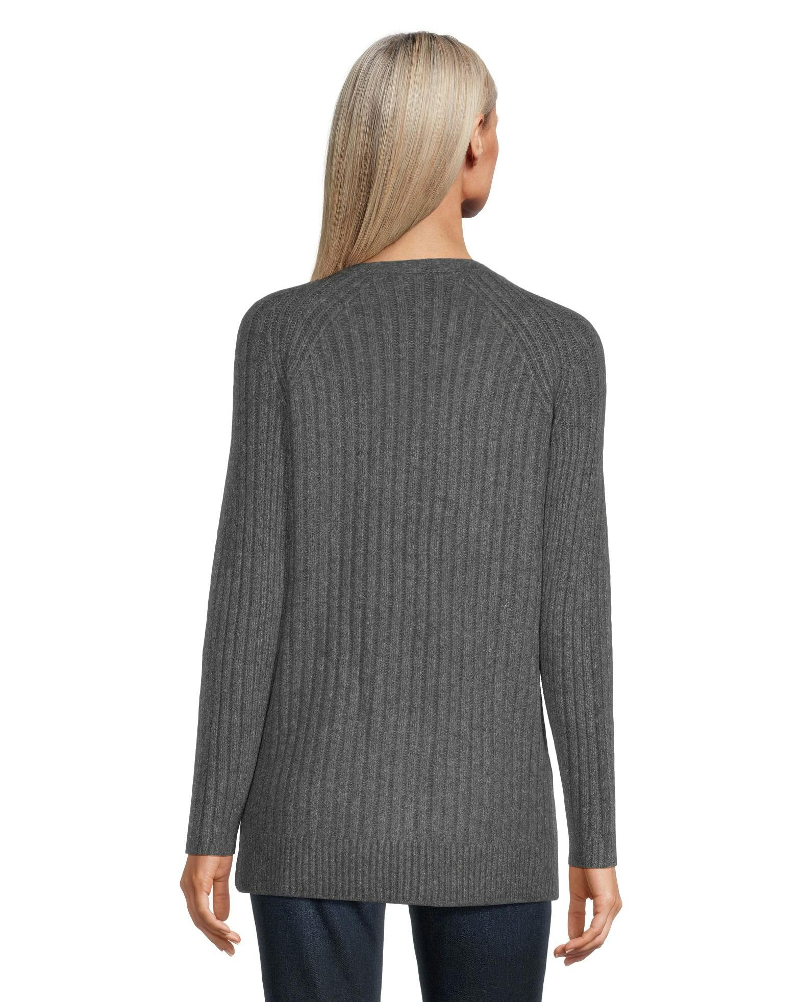 Denver Hayes Women's Luxe Relaxed Fit Ribbed Easy Open Cardigan