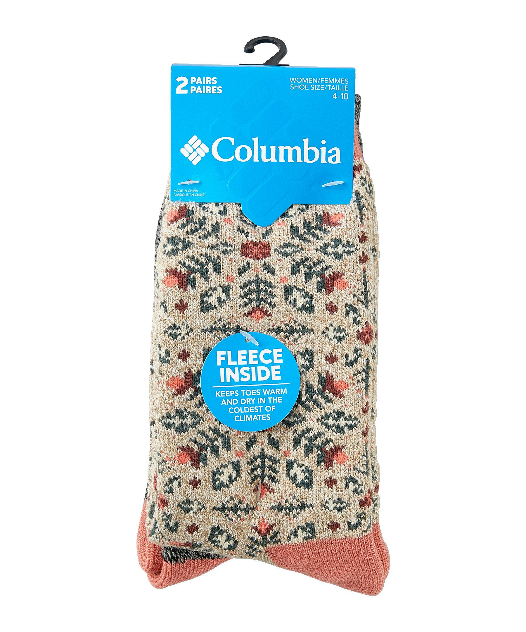 Columbia Women's Floral 2 Pack Mid Weight Thermal Crew Socks