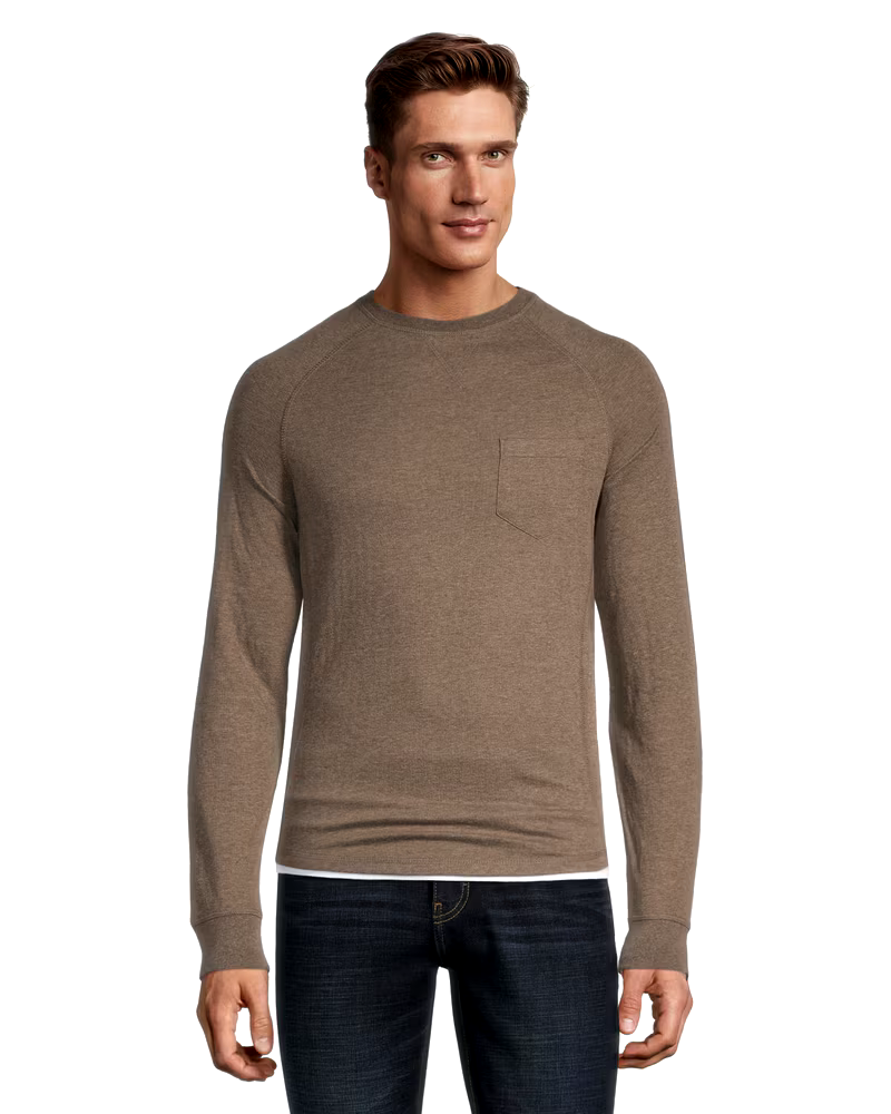 WindRiver Men's Heritage Long Sleeve Modern Fit Double-Knit Crewneck T Shirt