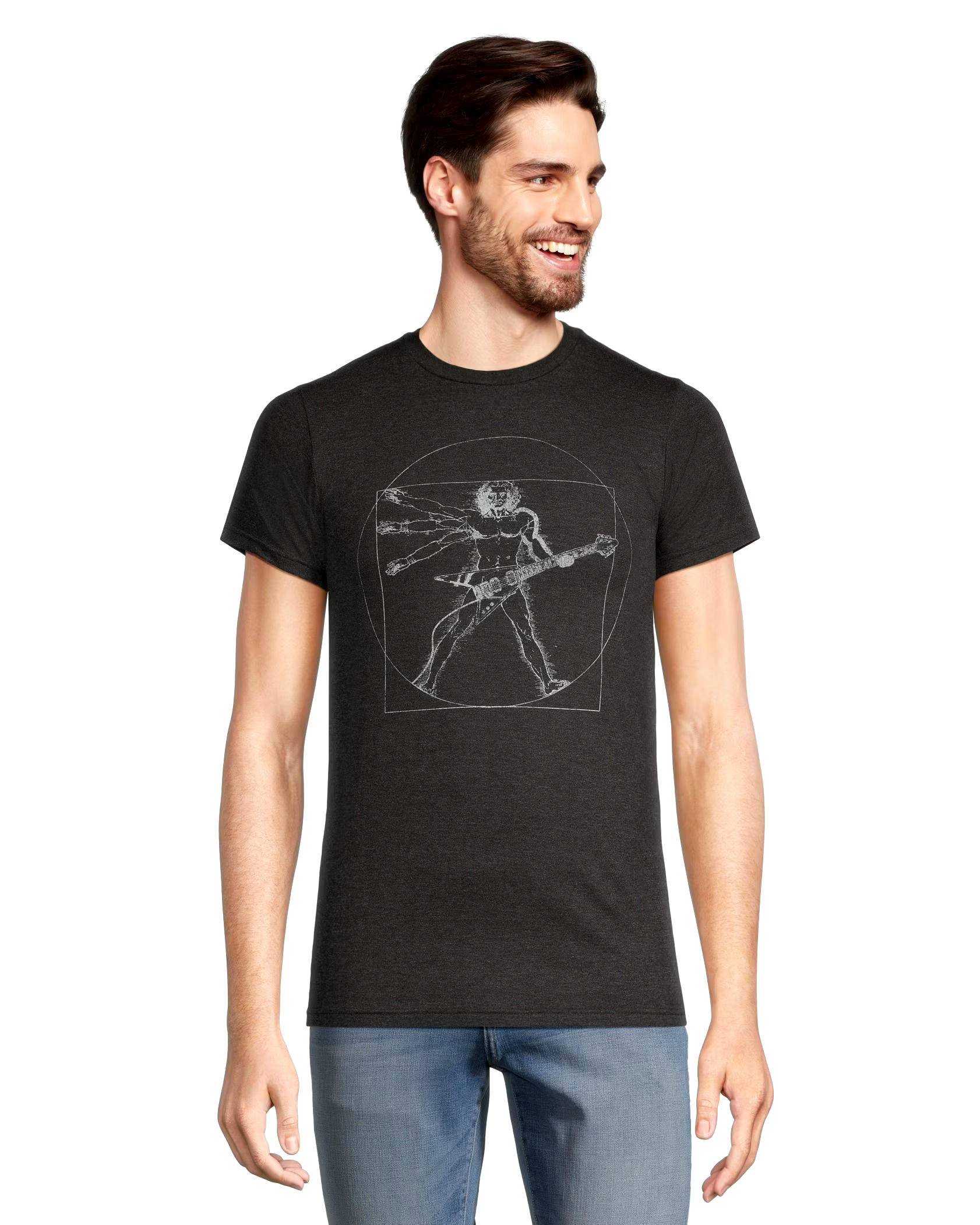 Logo T-Shirt Men's Da Vinci Guitar Classic Fit Crewneck Graphic T Shirt