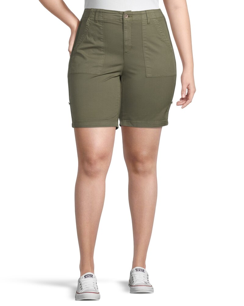 Denver Hayes Women's Garment Wash High Rise Bermuda Shorts