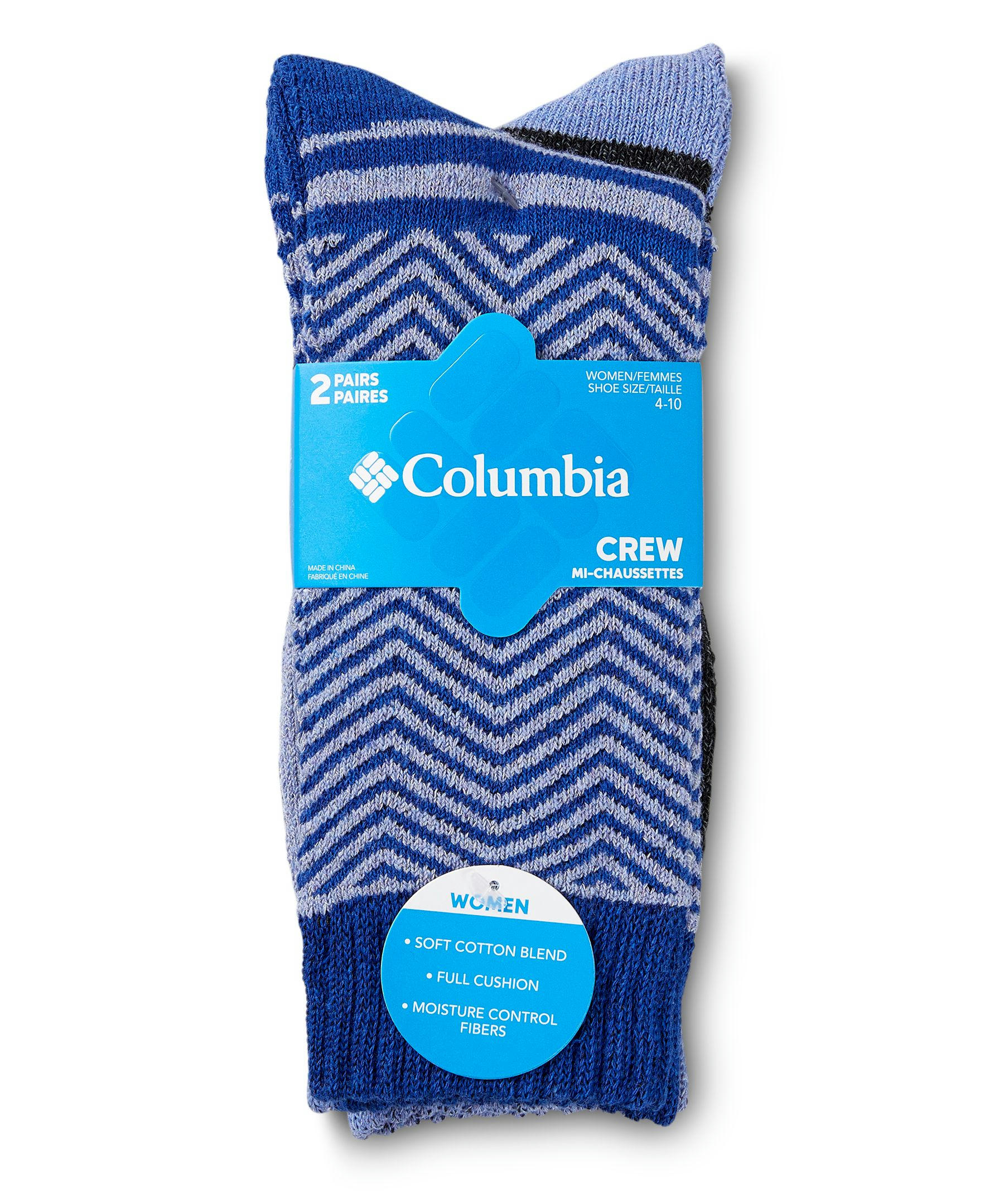 Columbia Women's 2 Pack Moisture Control Patterned Crew Socks