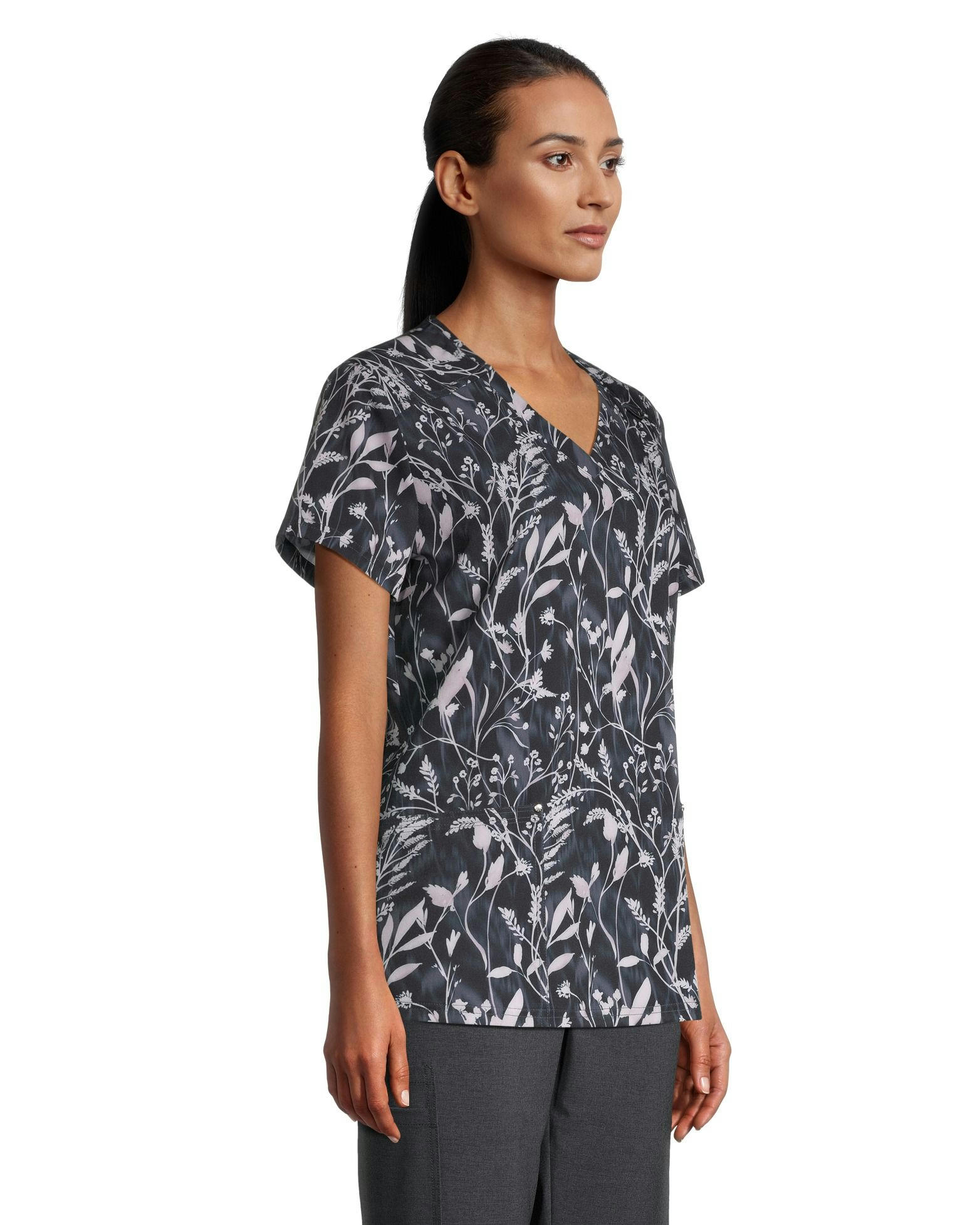Scrubletics Women's V-Neck Print Scrub Top - Fall Vine