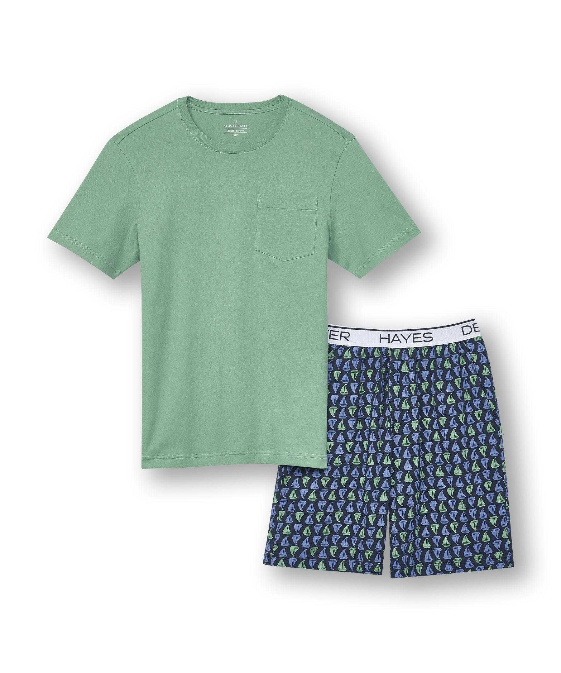 Denver Hayes Men's Cotton Jersey Short and T Shirt Set