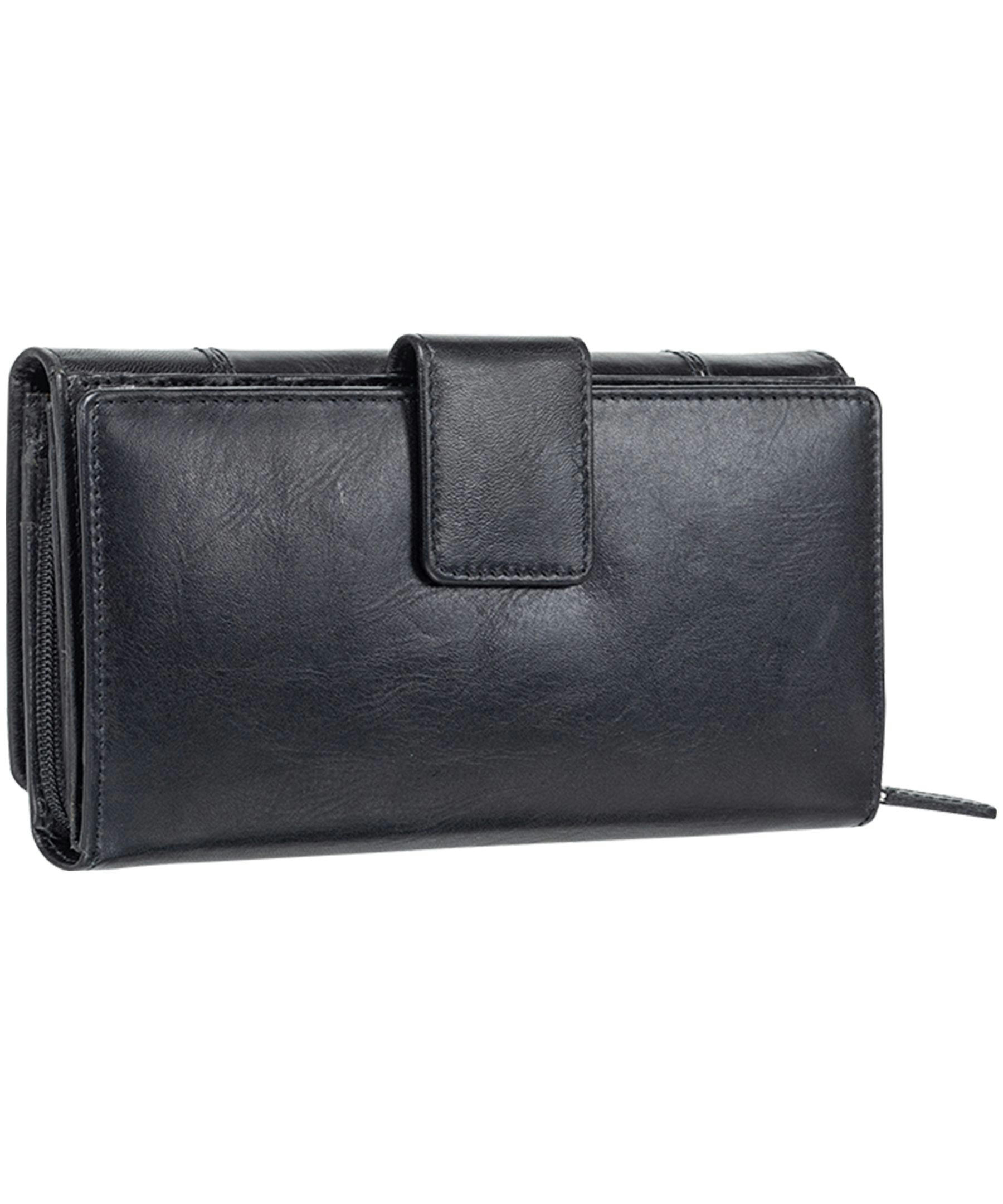 Mancini Leather Goods Women's Casablanca RFID Secure Medium Clutch Wallet Black
