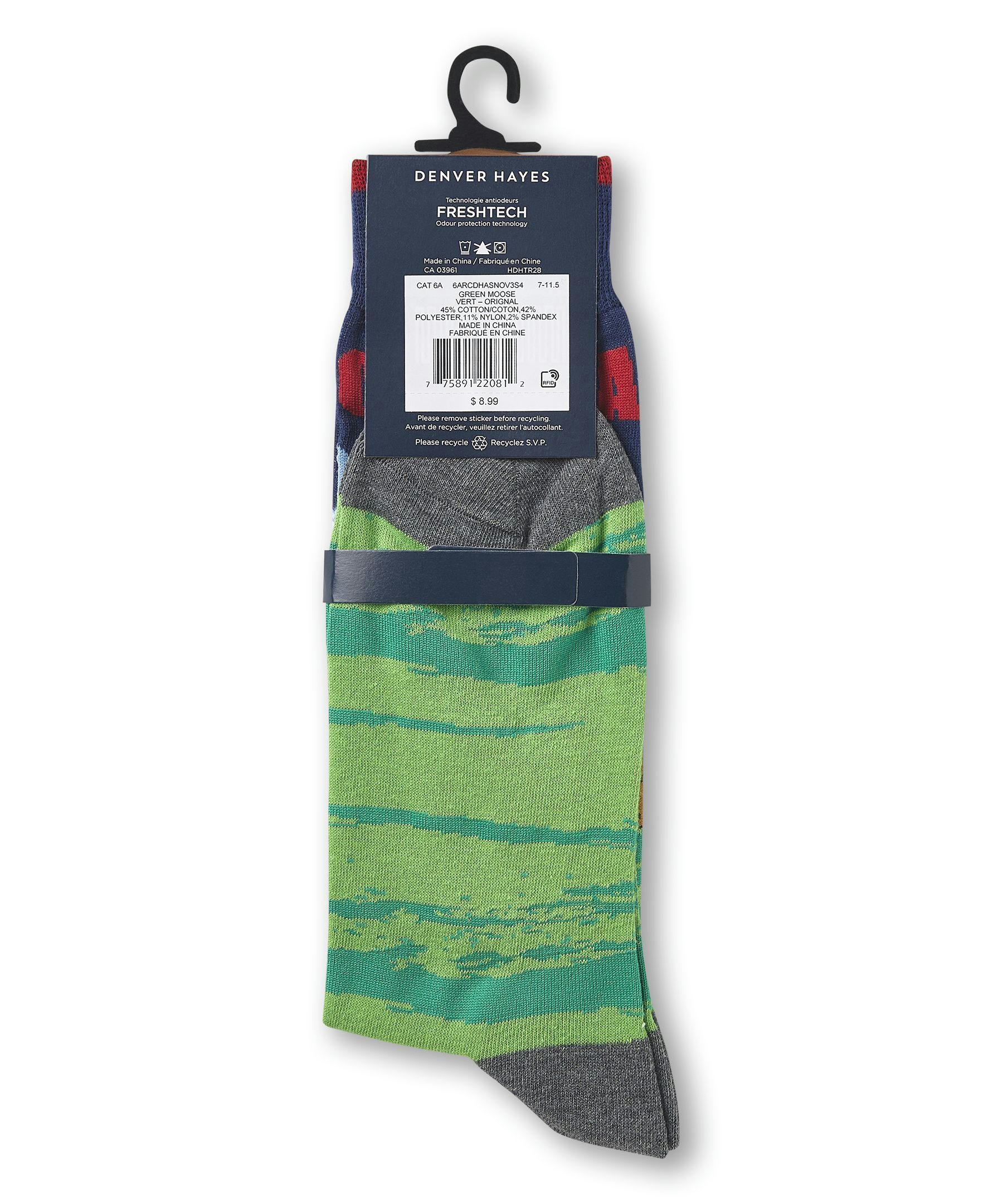 Denver Hayes Men's FRESHTECH® Novelty Canadiana Pattern Casual Crew Socks