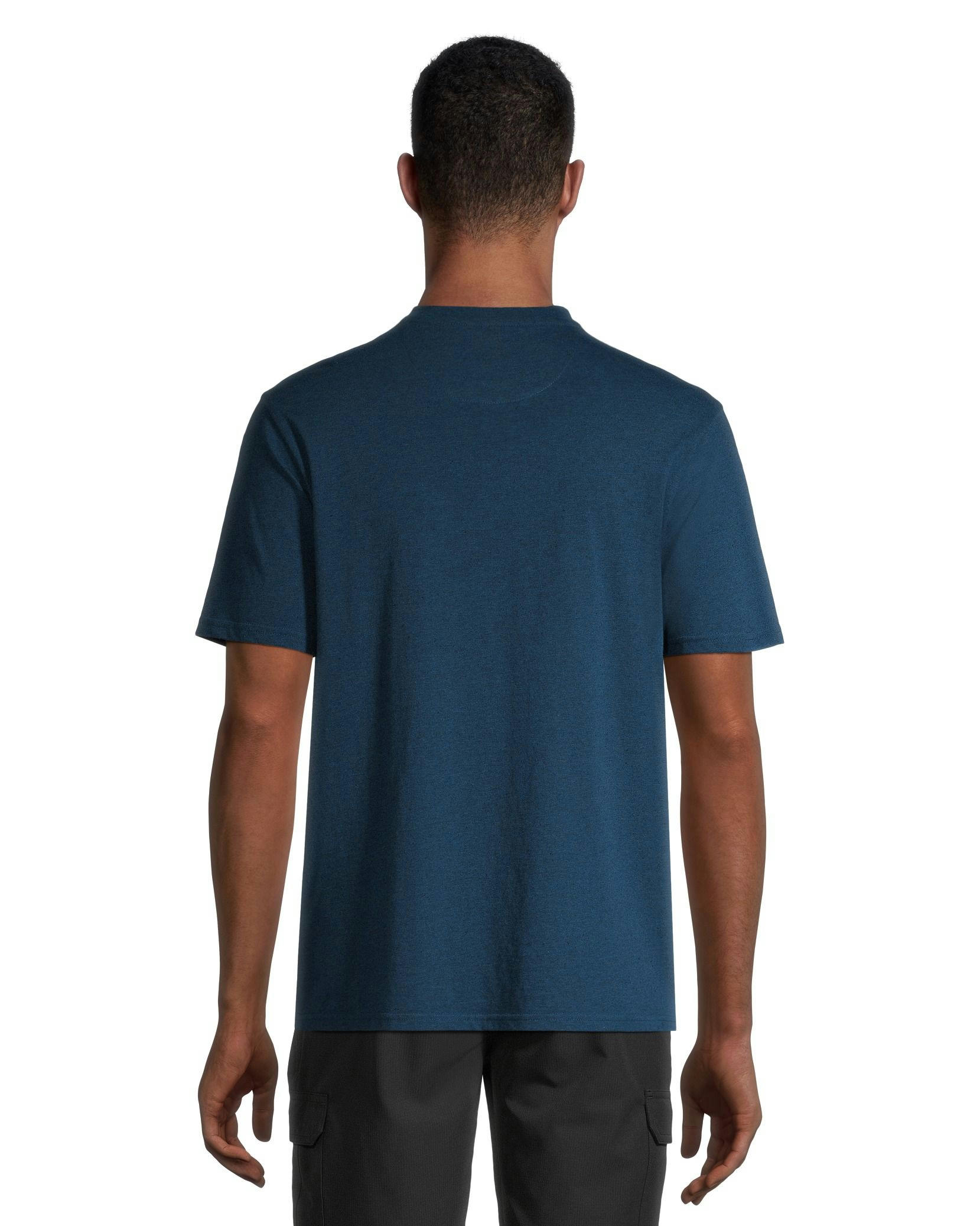 FarWest Men's Snow Yarn Short Sleeve Henley Shirt