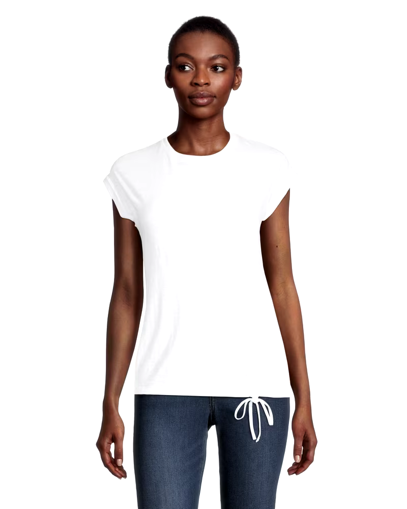 Women's Ruched Semi-Fitted T Shirt with Extended Shoulders
