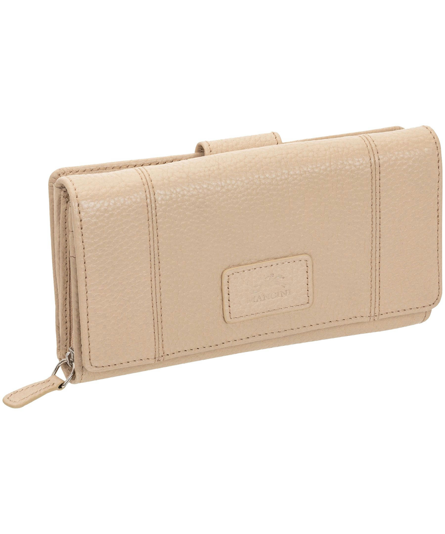 Mancini Leather Goods Women's Pebelled RFID Secure Medium Clutch Wallet