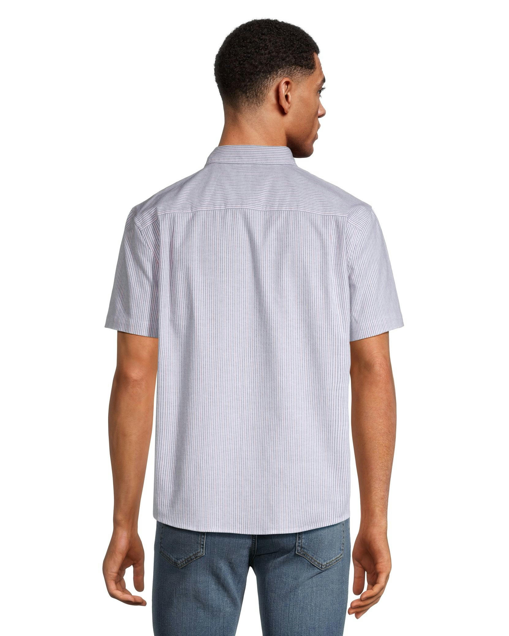 Denver Hayes Men's Stretch Oxford Modern Fit Short Sleeve Button Down Shirt