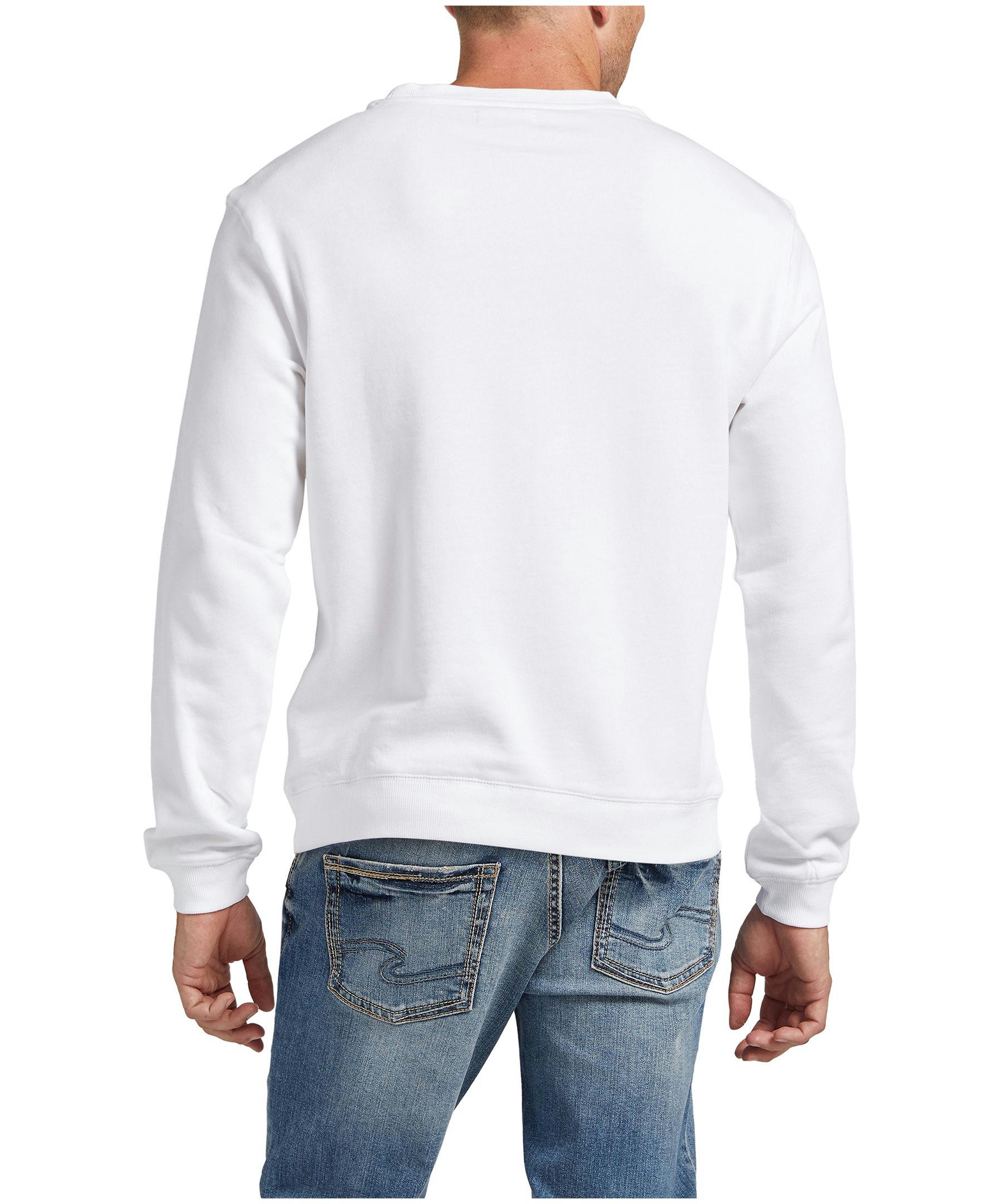 Silver Men's Cotton Fleece Logo Crewneck Sweatshirt
