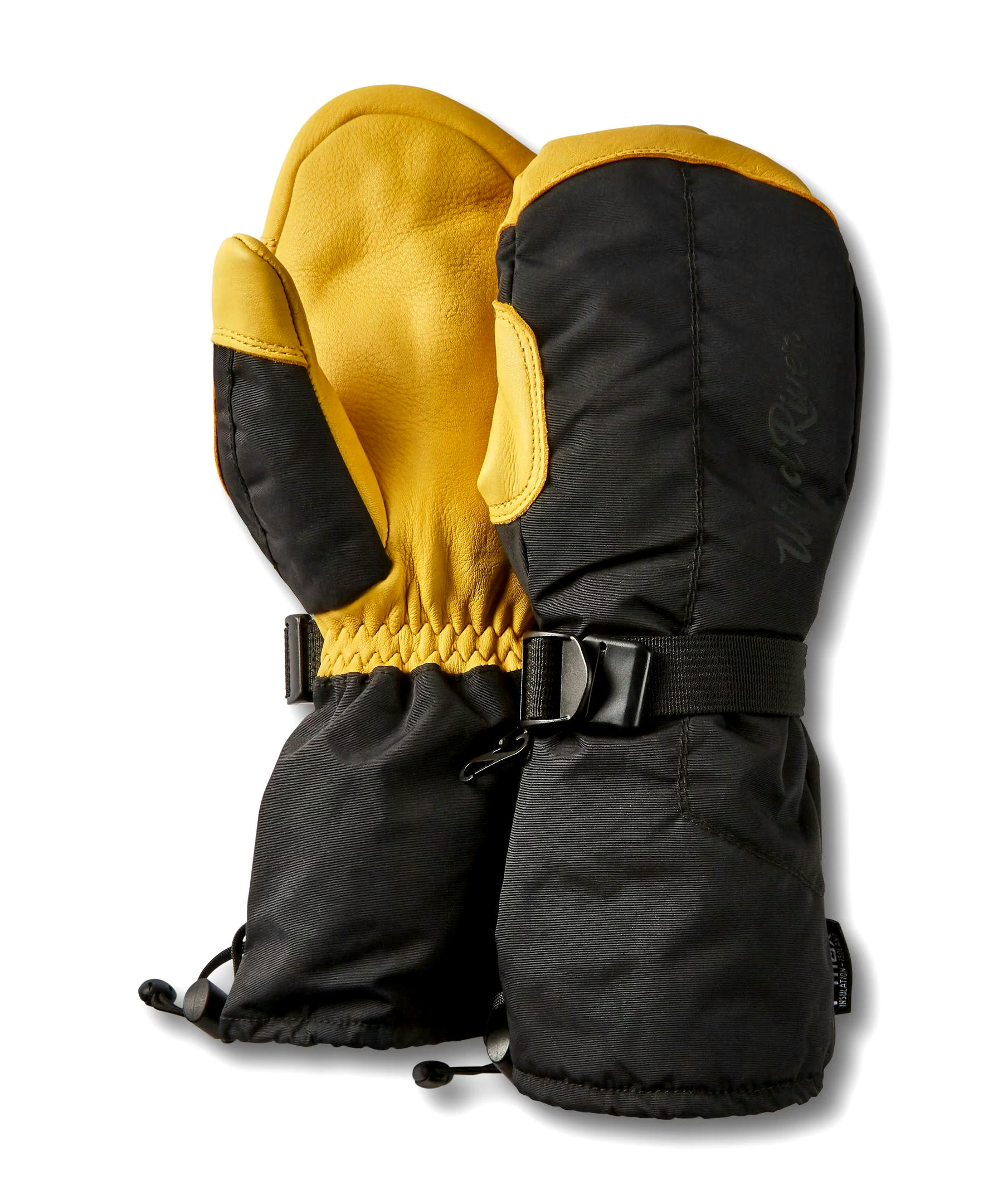 WindRiver Men's HYPER-DRI Waterproof and T-MAX HEAT Deer Skin Gauntlet Gloves - Gold Black